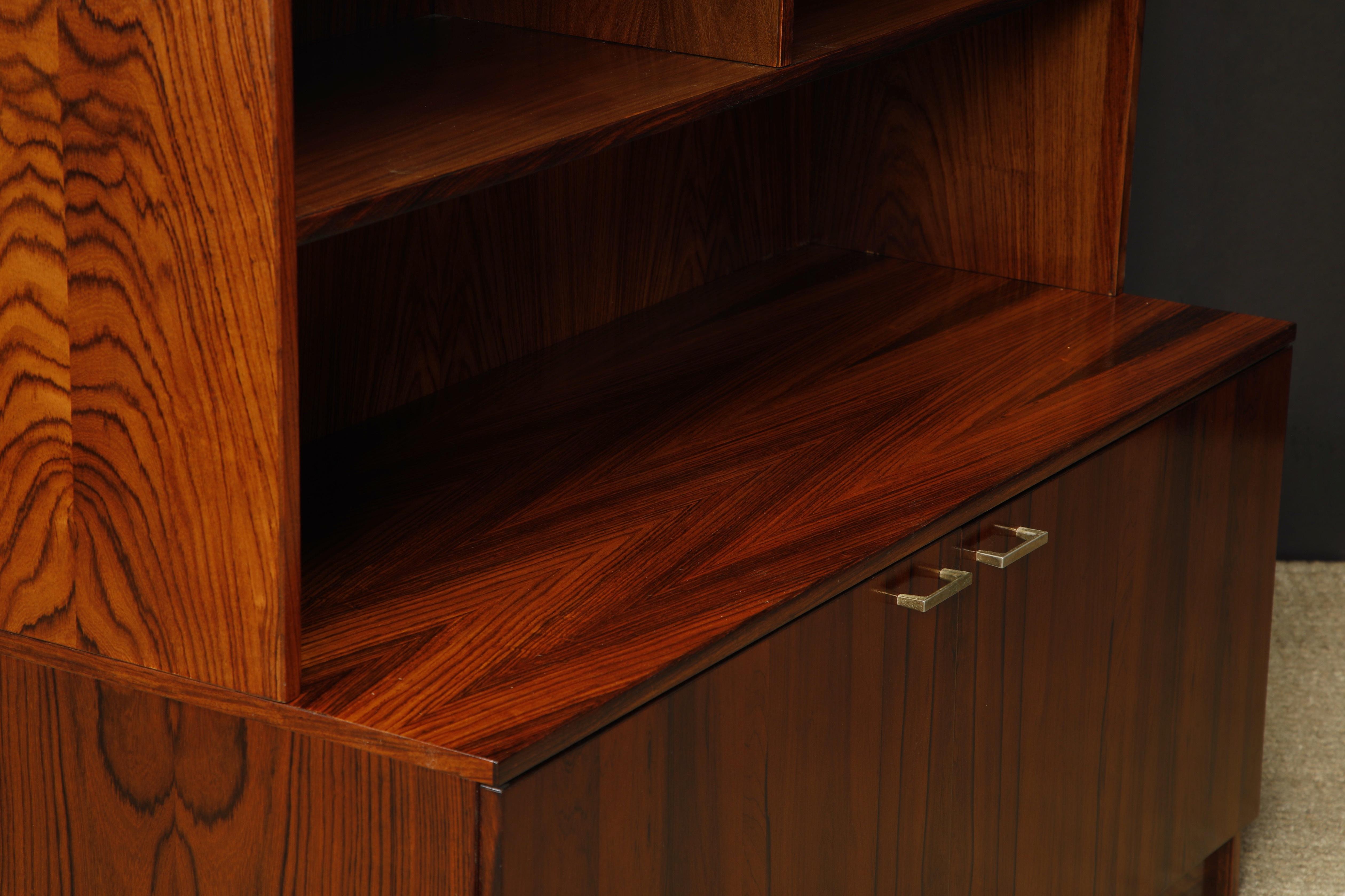 Mid-Century Modern Three Section Exotic Rosewood Bookcase, circa 1970s 7