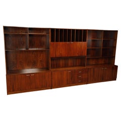 Mid-Century Modern Three Section Exotic Rosewood Bookcase, circa 1970s