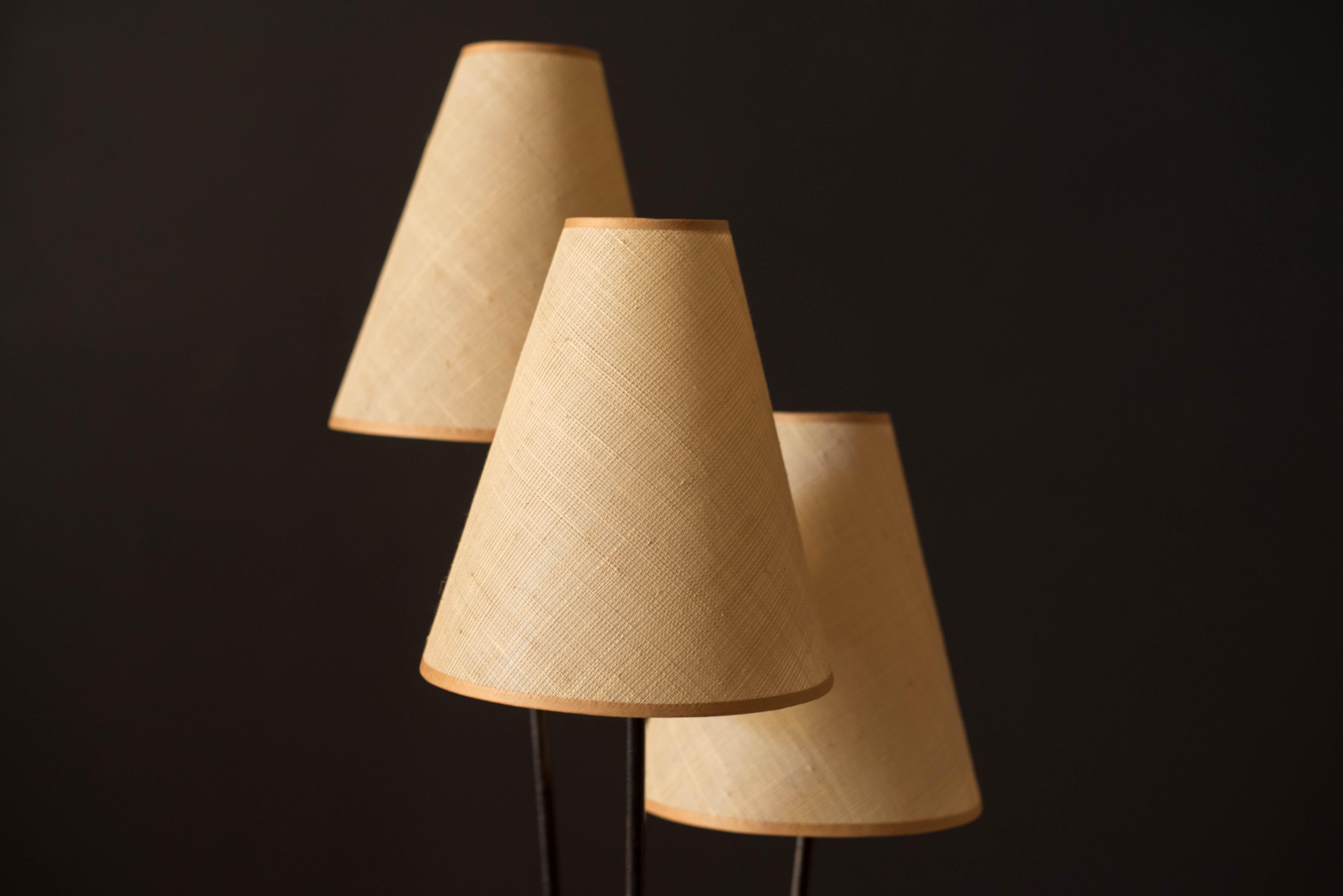 Metal Mid-Century Modern Three Shade Light Floor Lamp