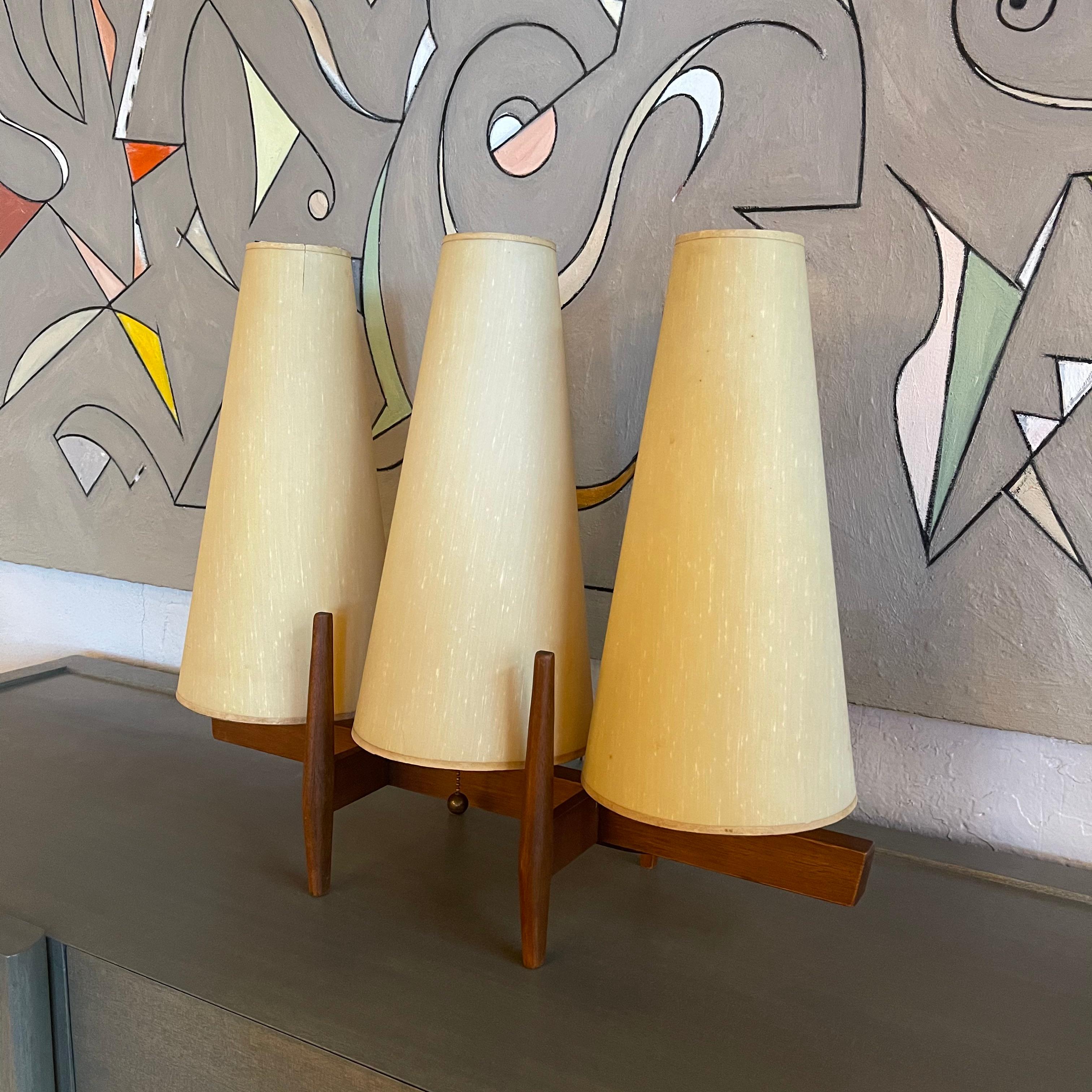 American Mid-Century Modern Three Shade Table Lamp by John Keal For Modeline