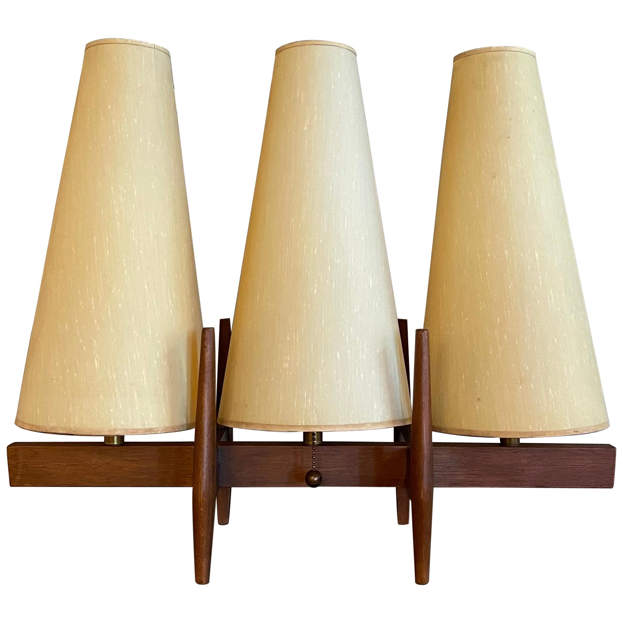 Mid-Century Modern Three Shade Table Lamp by John Keal For Modeline