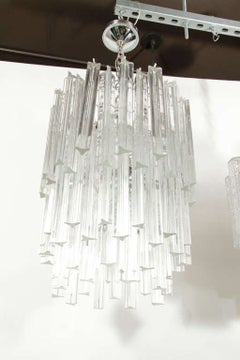 Mid-Century Modern Three-Tier Camer Crystal Chandelier with Chrome Fittings