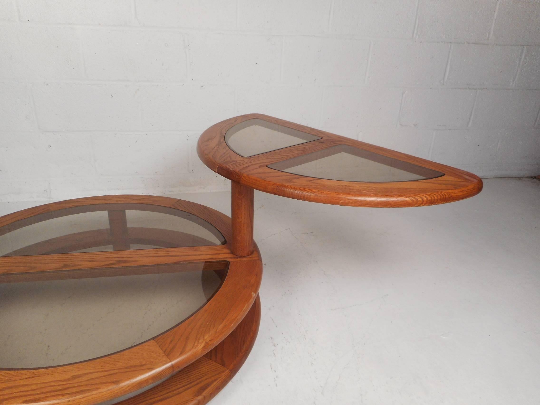 Glass Mid-Century Modern Three Tier Expandable Coffee Table