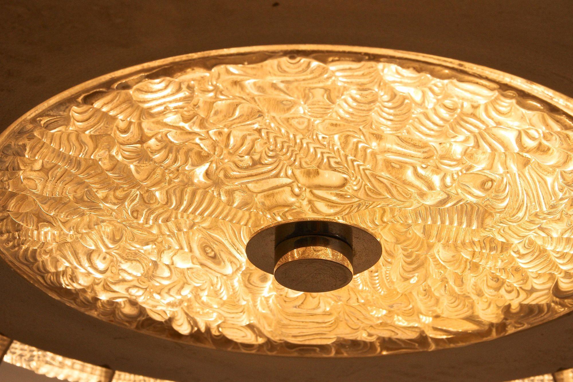 Lustre à trois niveaux en verre The Moderns par Rupert Nikoll, Autriche années 1950 en vente 11