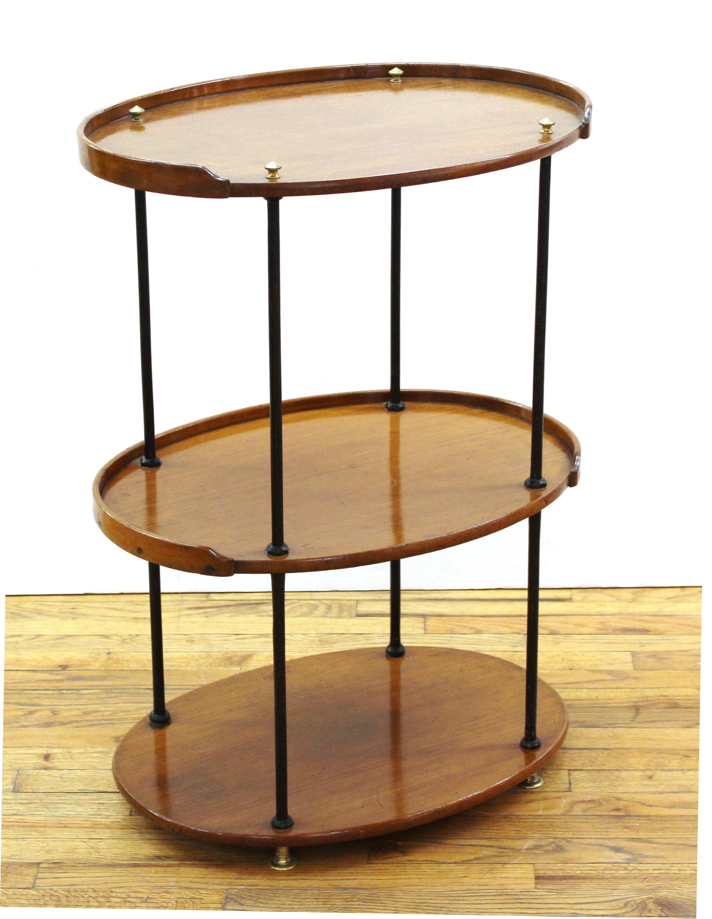 Mid-Century Modern Three Tier Parcel Ebonized Bar Cart Etagere In Good Condition In New York, NY