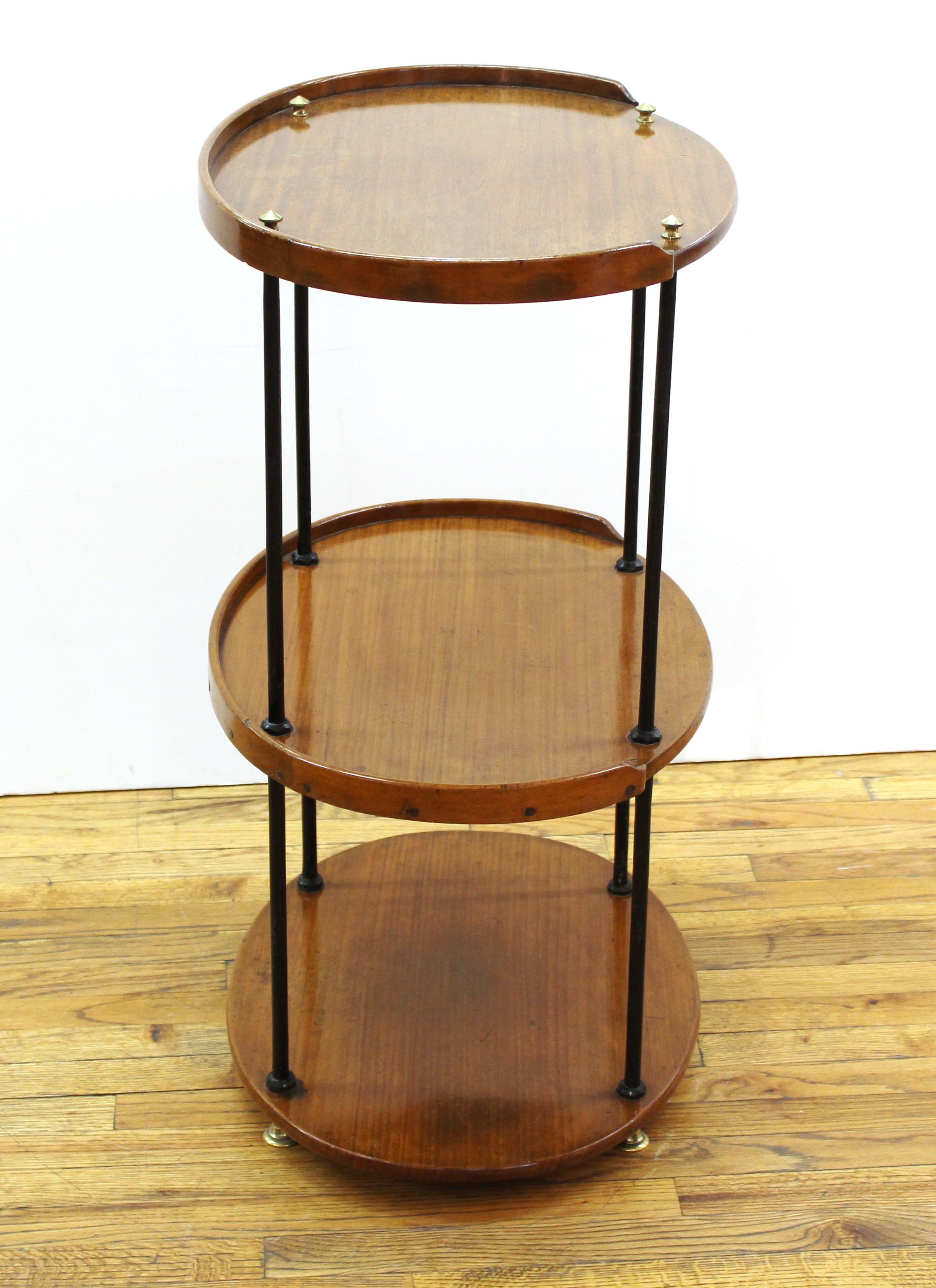 Mid-Century Modern Three Tier Parcel Ebonized Bar Cart Etagere 2