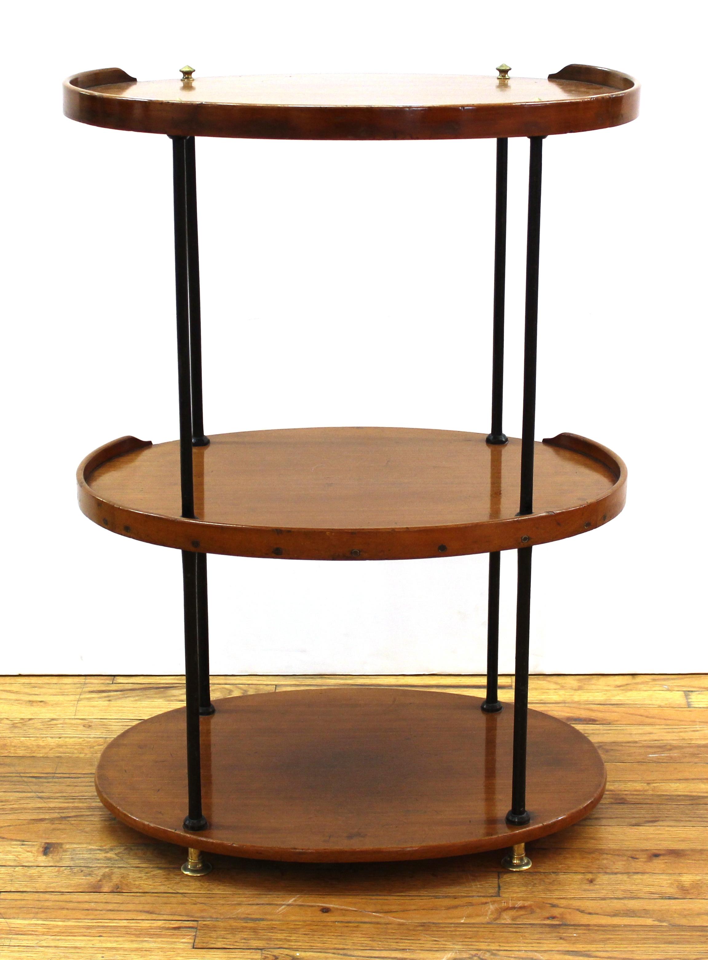 Mid-Century Modern Three Tier Parcel Ebonized Bar Cart Etagere 3