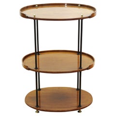 Mid-Century Modern Three Tier Parcel Ebonized Bar Cart Etagere