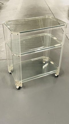 Mid-Century Modern Three Tier Rolling Bar, Cart or Server, Lucite