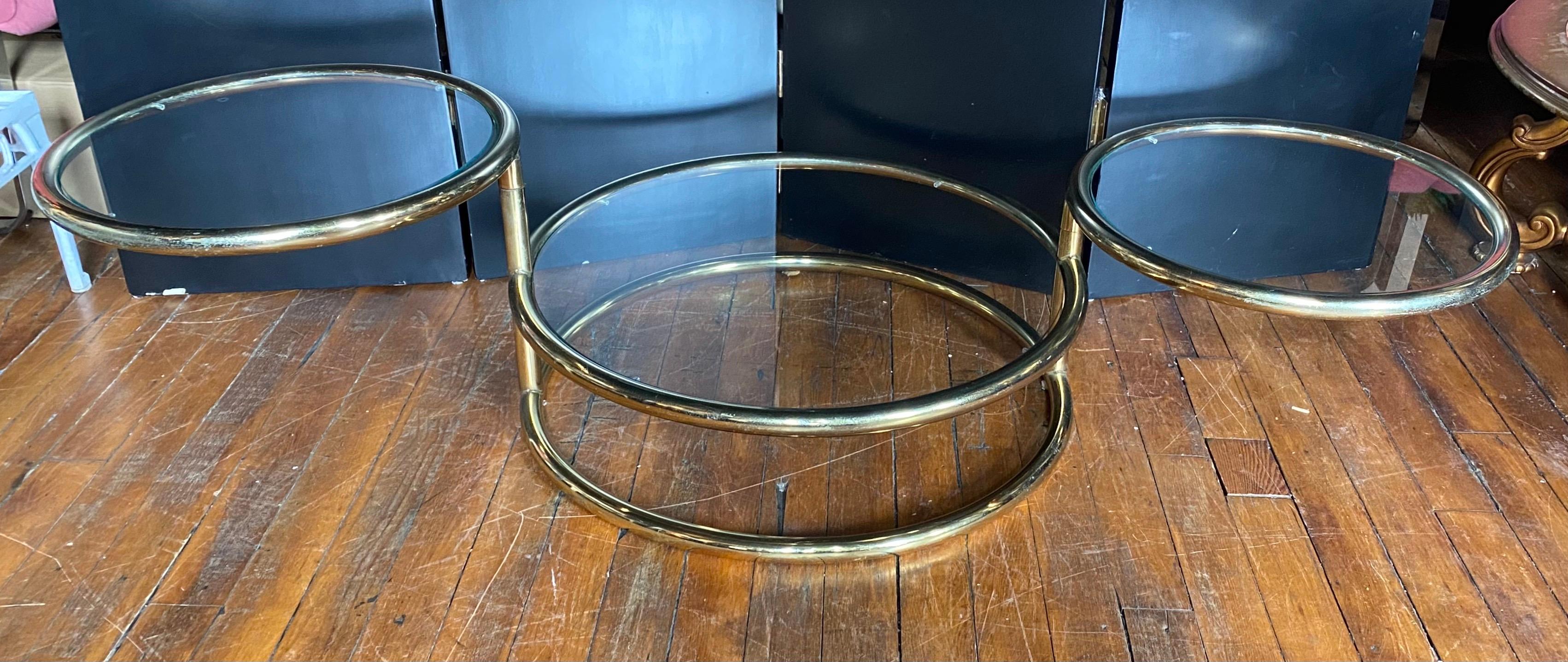 Mid Century Modern Milo Baughman Pace Style Tiered Swivel Coffee Table, 1970's 3