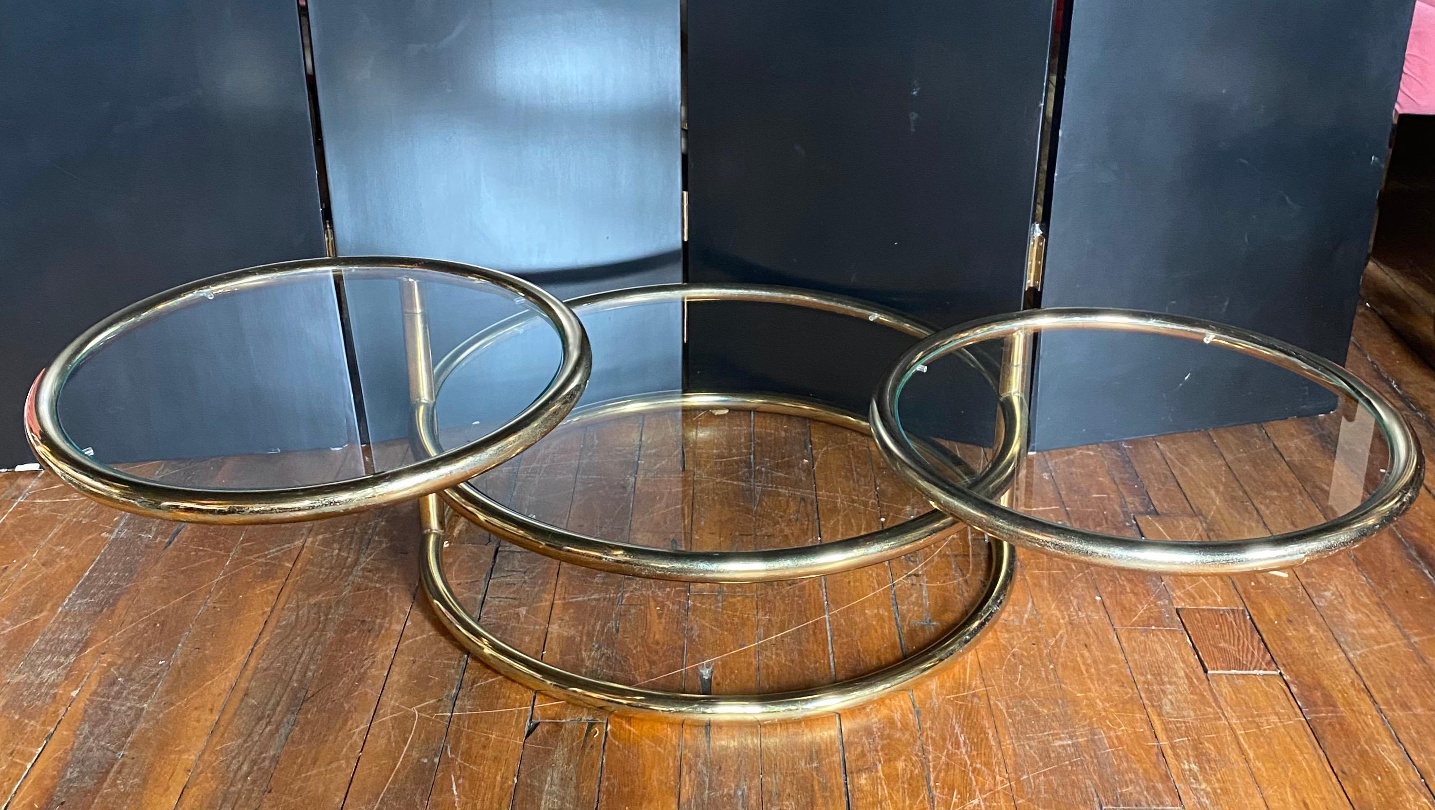 Mid Century Modern Milo Baughman Pace Style Tiered Swivel Coffee Table, 1970's 2