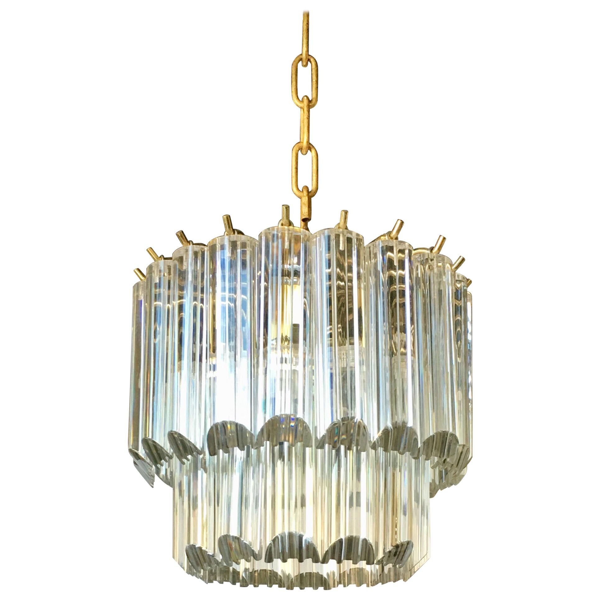 Mid-Century Modern Tiered Lucite Waterfall Chandelier Light Fixture, Italy