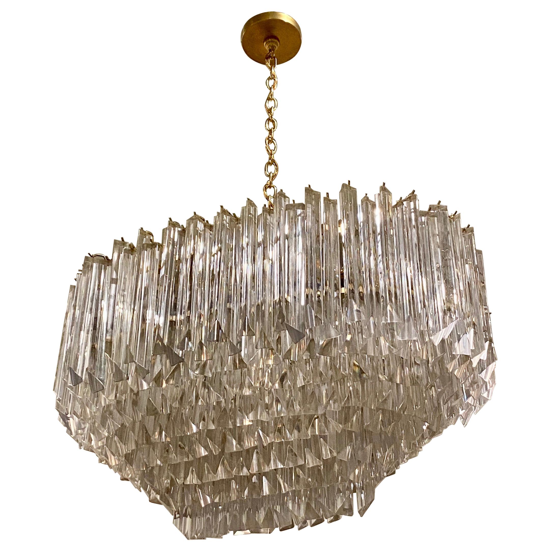 Mid-Century Modern Tiered Oval Chandelier For Sale