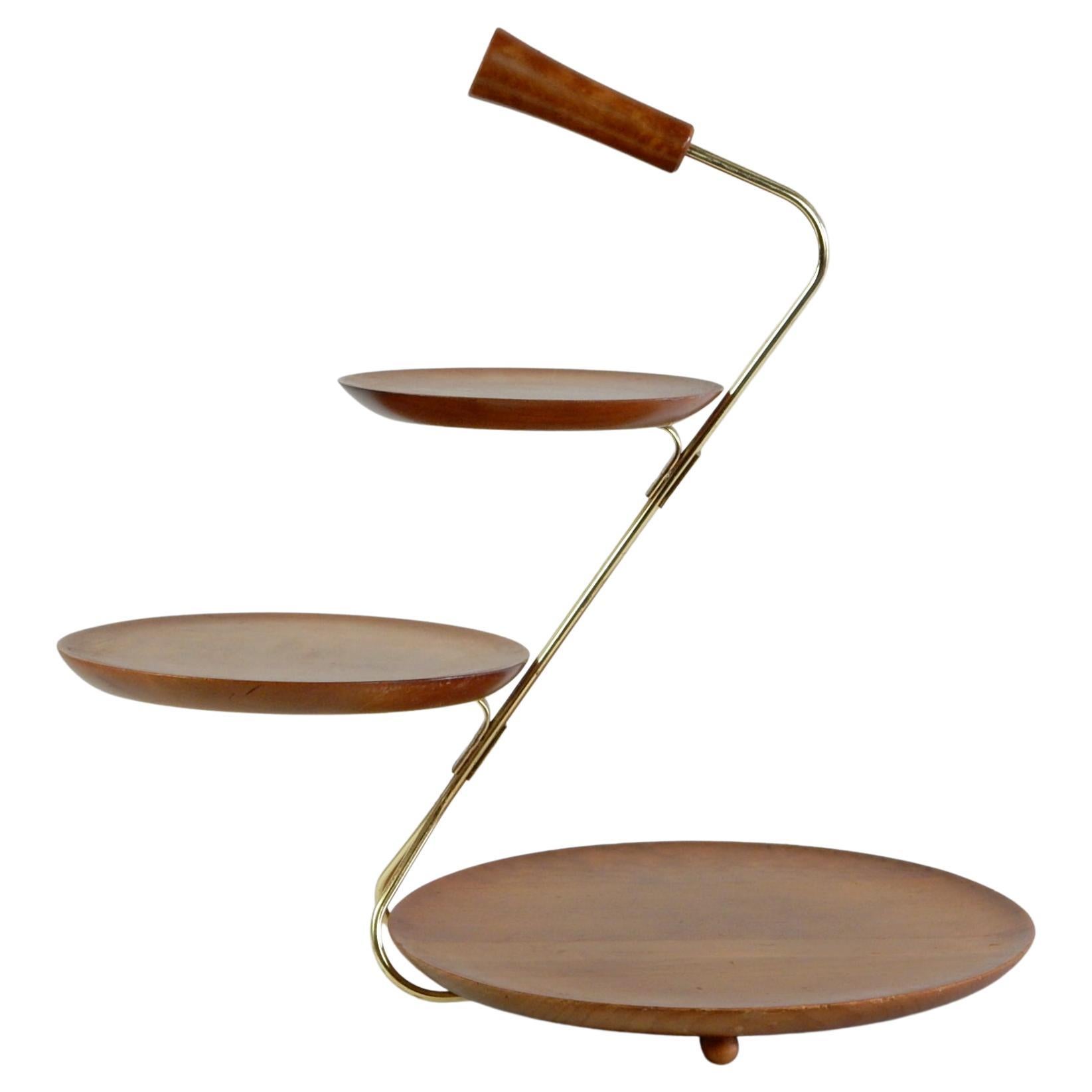 Mid-Century Modern Tiered Pastry Server Centerpiece Tray For Sale
