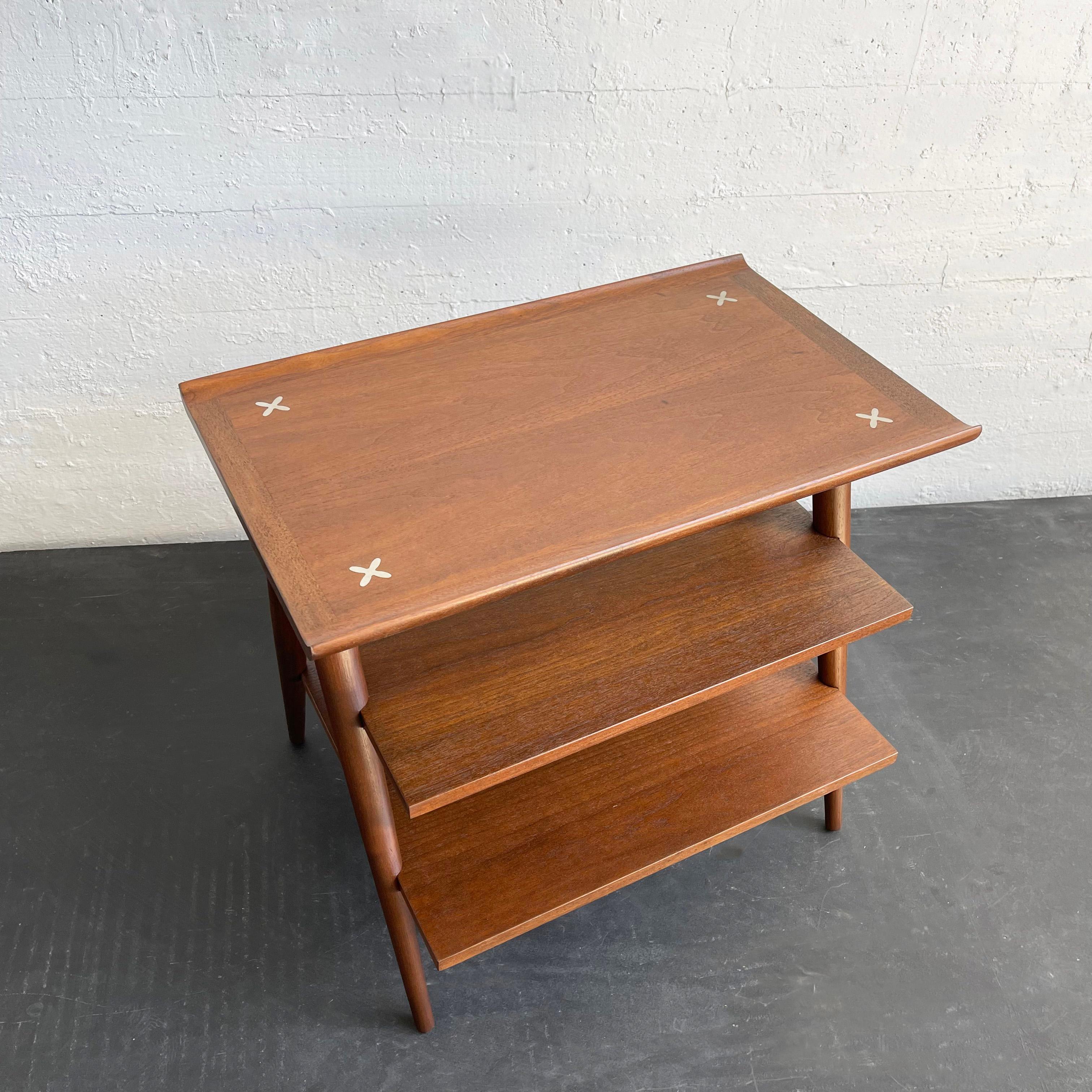 Mid Century Modern Tiered Side Table By Merton Gershun, American Of Martinsville For Sale 3