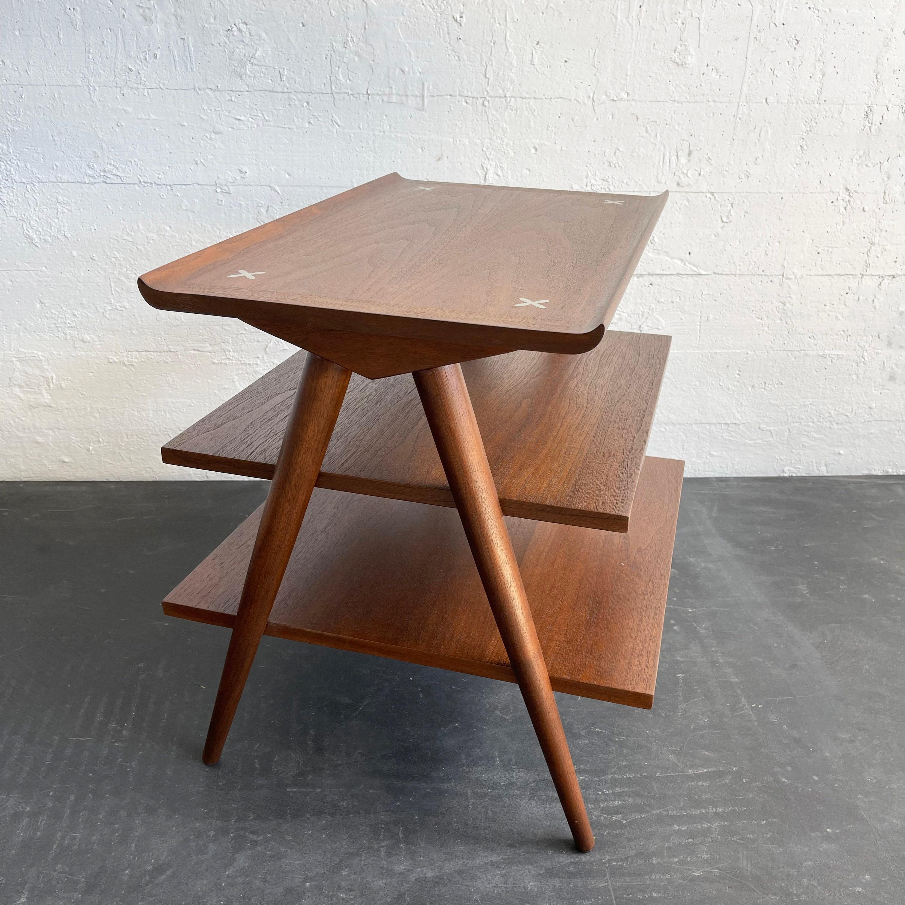Mid Century Modern Tiered Side Table By Merton Gershun, American Of Martinsville For Sale 1