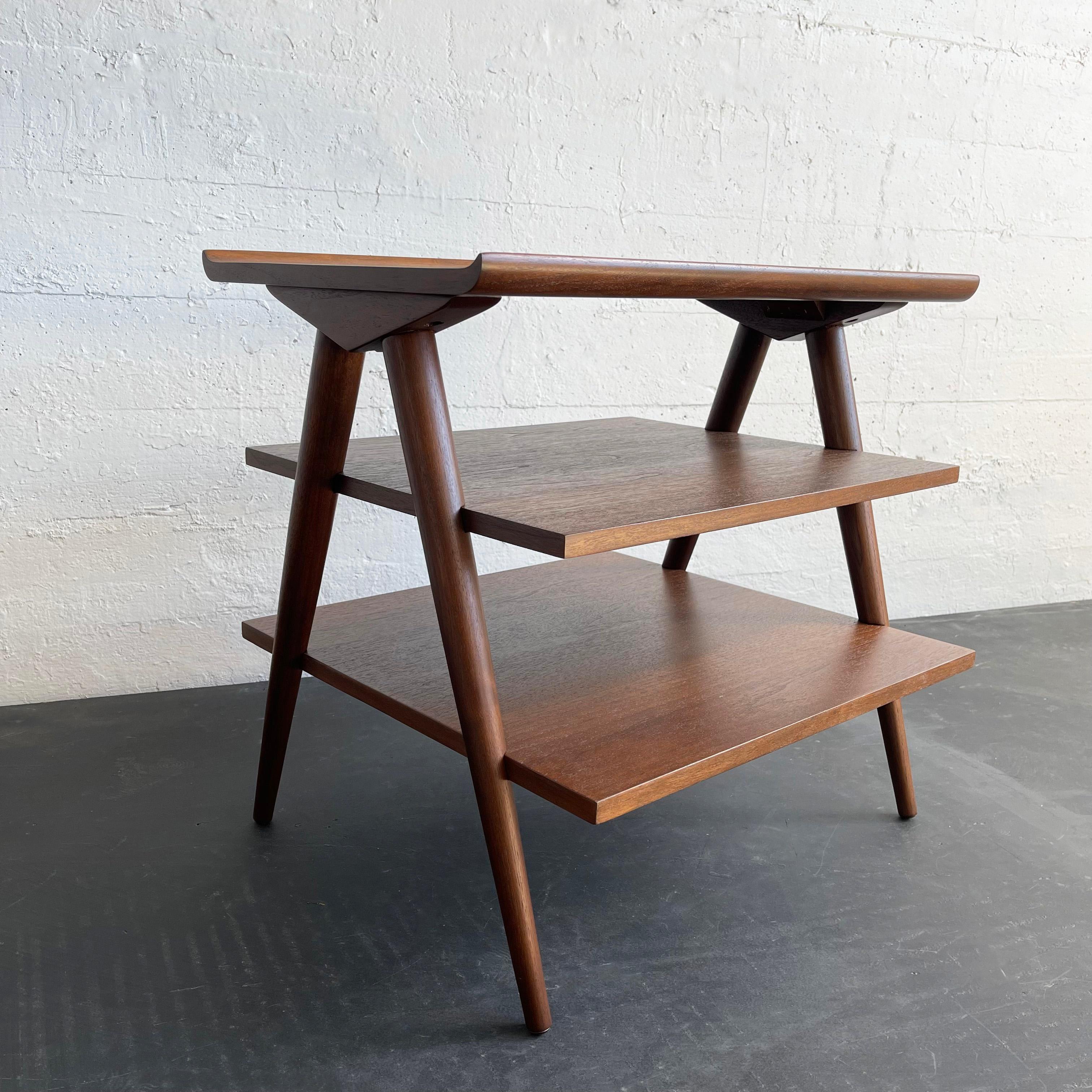 Mid Century Modern Tiered Side Table By Merton Gershun, American Of Martinsville For Sale 2