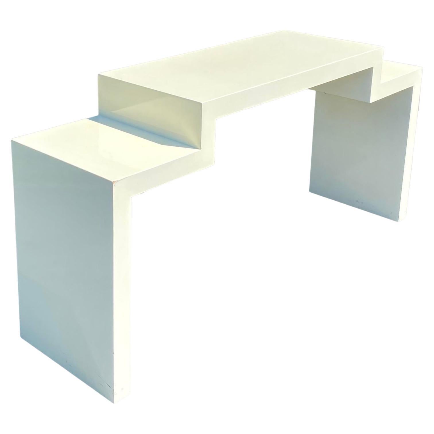 Mid-Century Modern Tiered White Lacquer Waterfall Console Table, 1970
s
