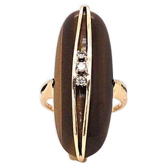 Mid-Century Modern Tiger Eye Cocktail Ring
