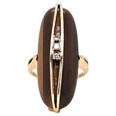 Mid-Century Modern Tiger Eye Cocktail Ring