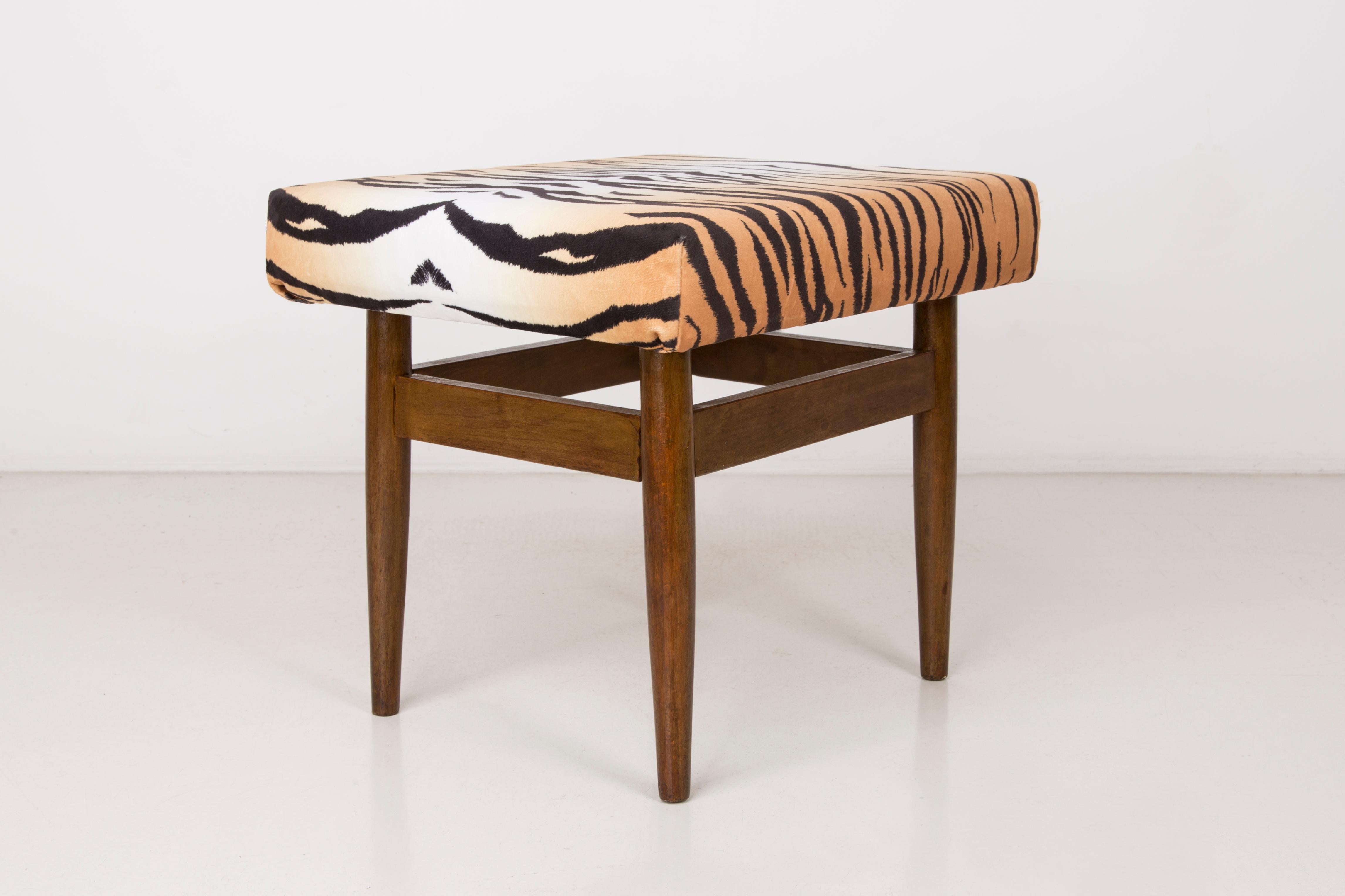Mid-Century Modern Tiger Print Armchair and Stool, 1960s, Germany For Sale 3