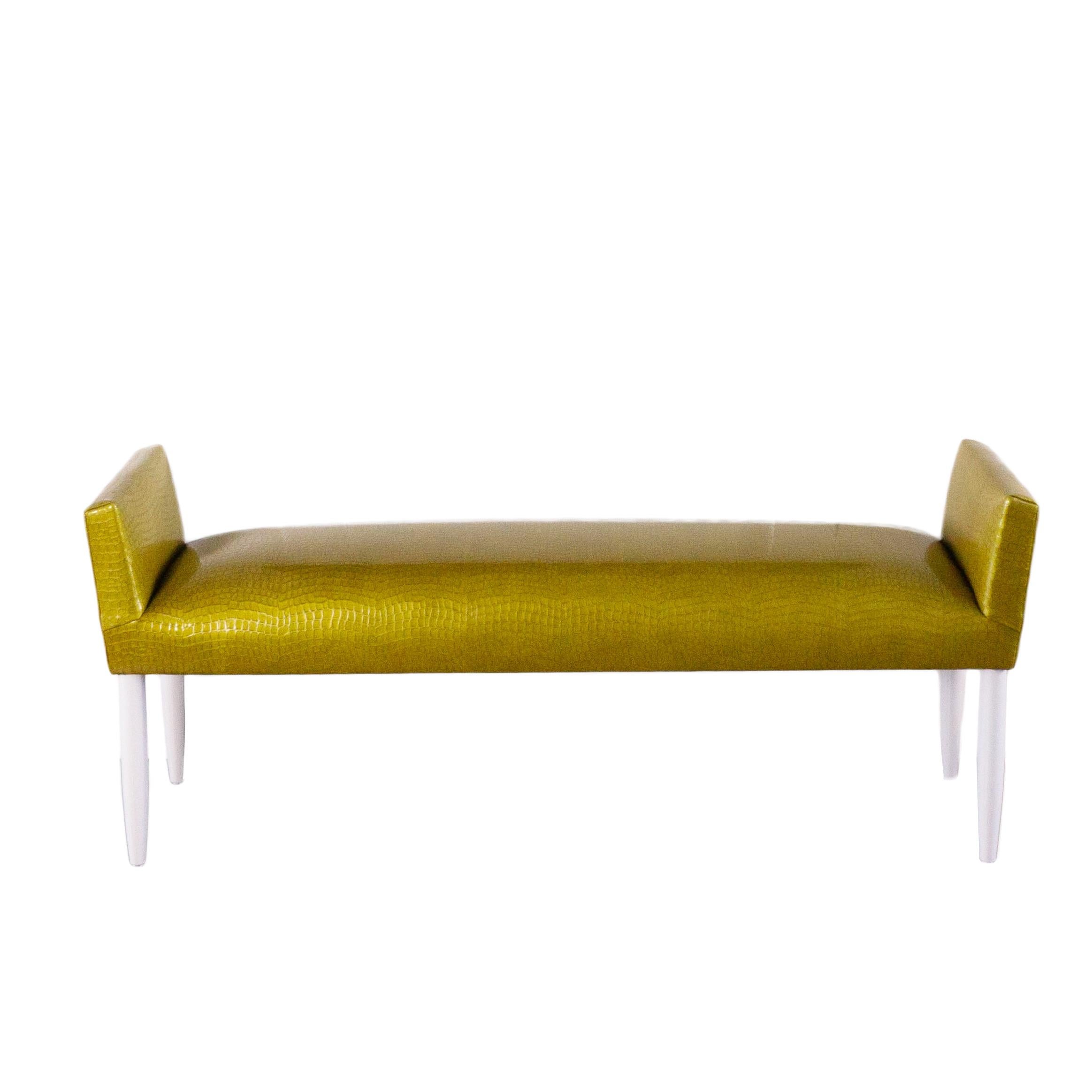 American Mid-Century Modern Tight Cushioned Accent Bench For Sale