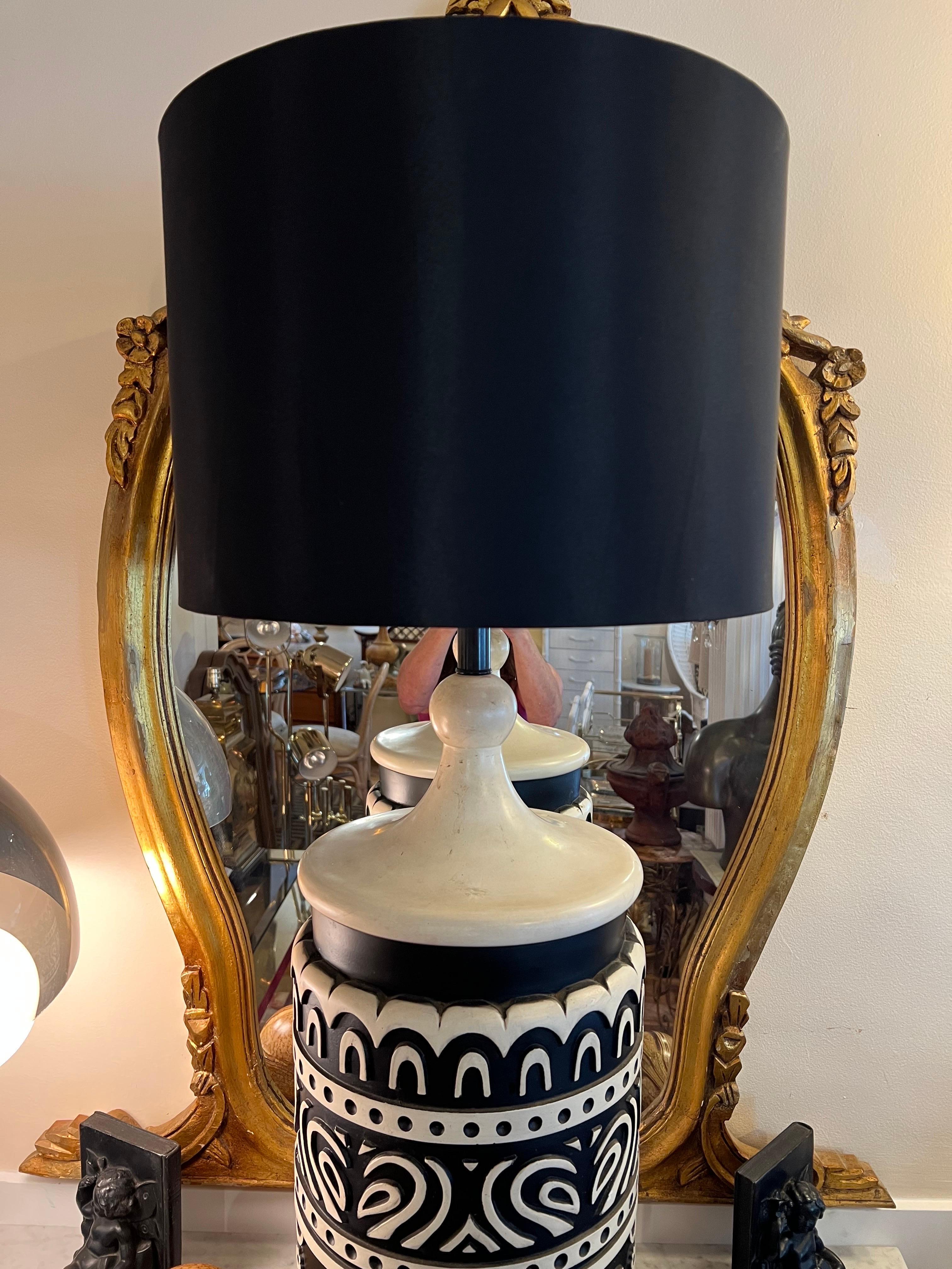 Mid-20th Century Mid-Century Modern Ceramic Tiki Lamp For Sale