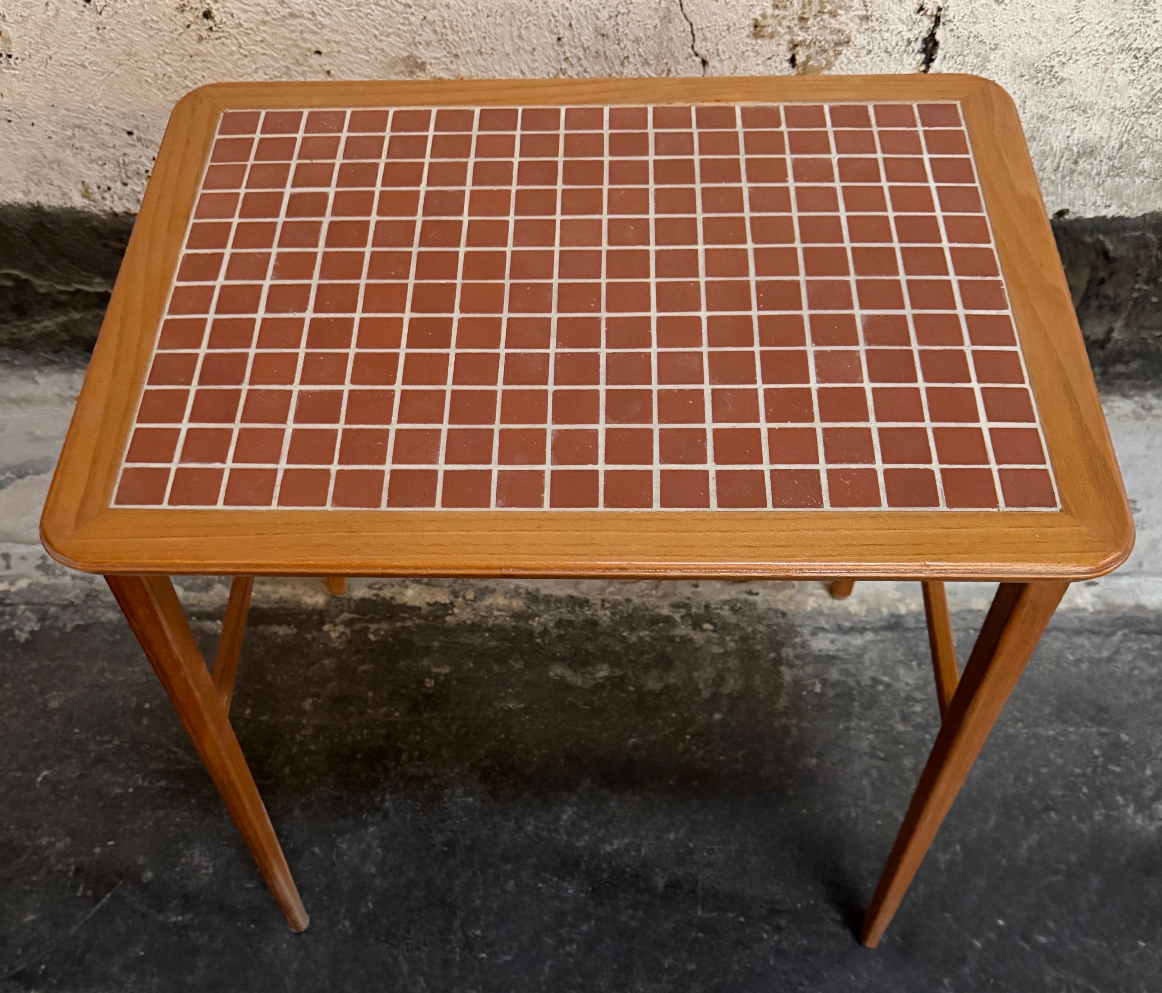 Mid-Century Modern Tile and Teak End or Drink Table, Sweden c. 1960 For Sale 2