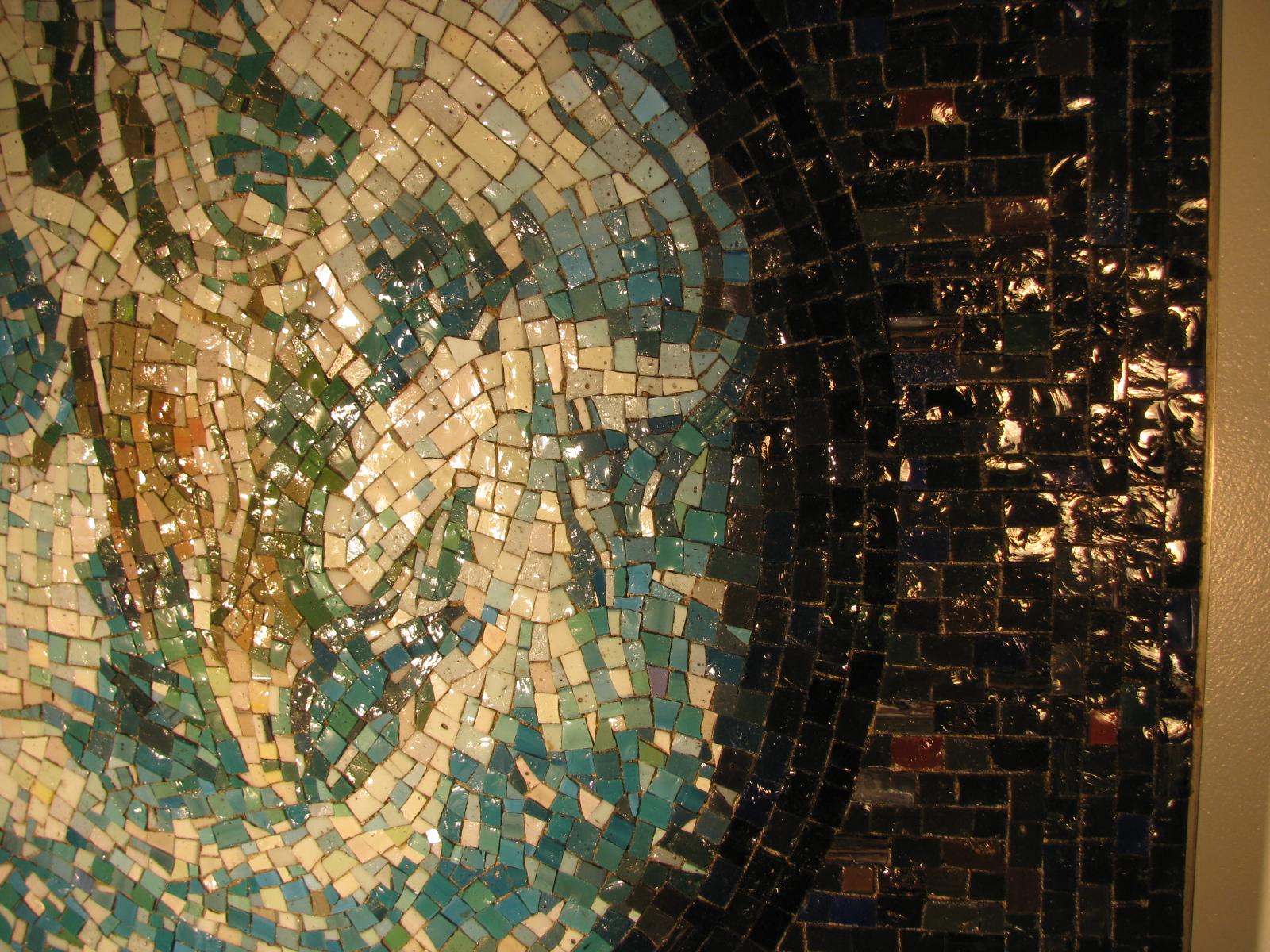 Hand-Crafted Mid-Century Modern Tile Mosaic View of Earth From Space