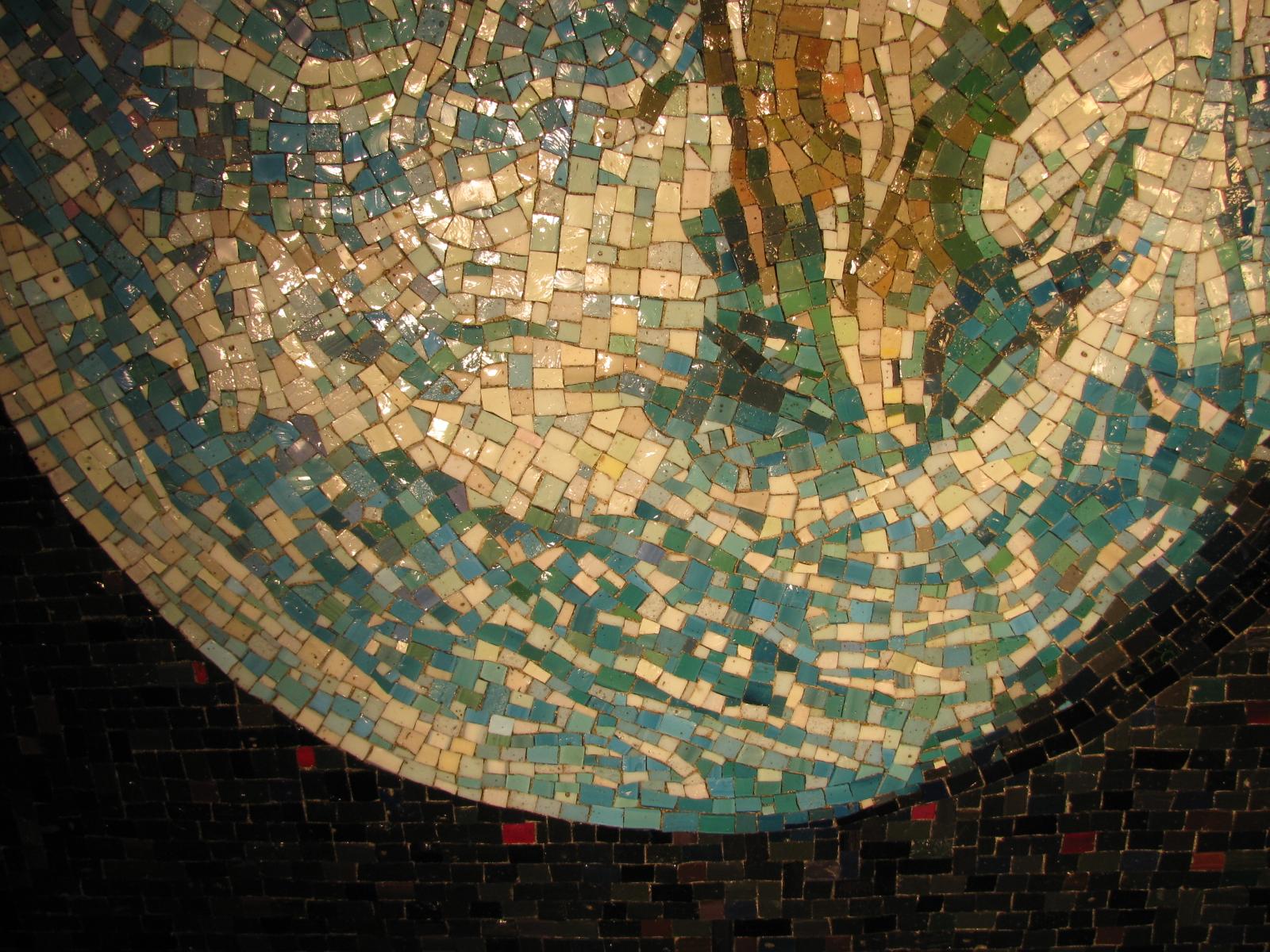 Mid-Century Modern Tile Mosaic View of Earth From Space In Good Condition In Port Jervis, NY