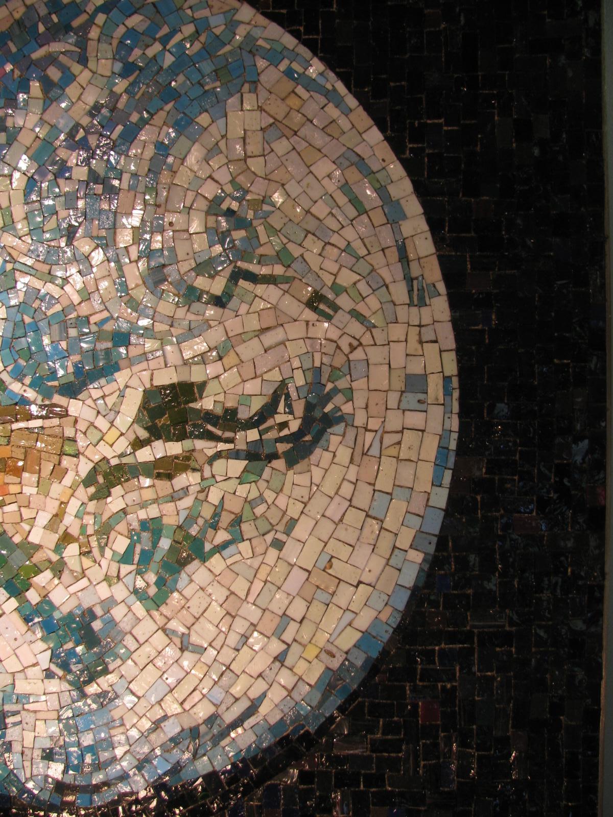 Ceramic Mid-Century Modern Tile Mosaic View of Earth From Space