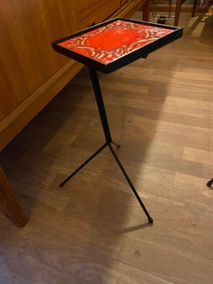 Mid-Century Modern Tile Tripod Side Table