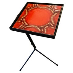 Used Mid-Century Modern Tile Tripod Side Table