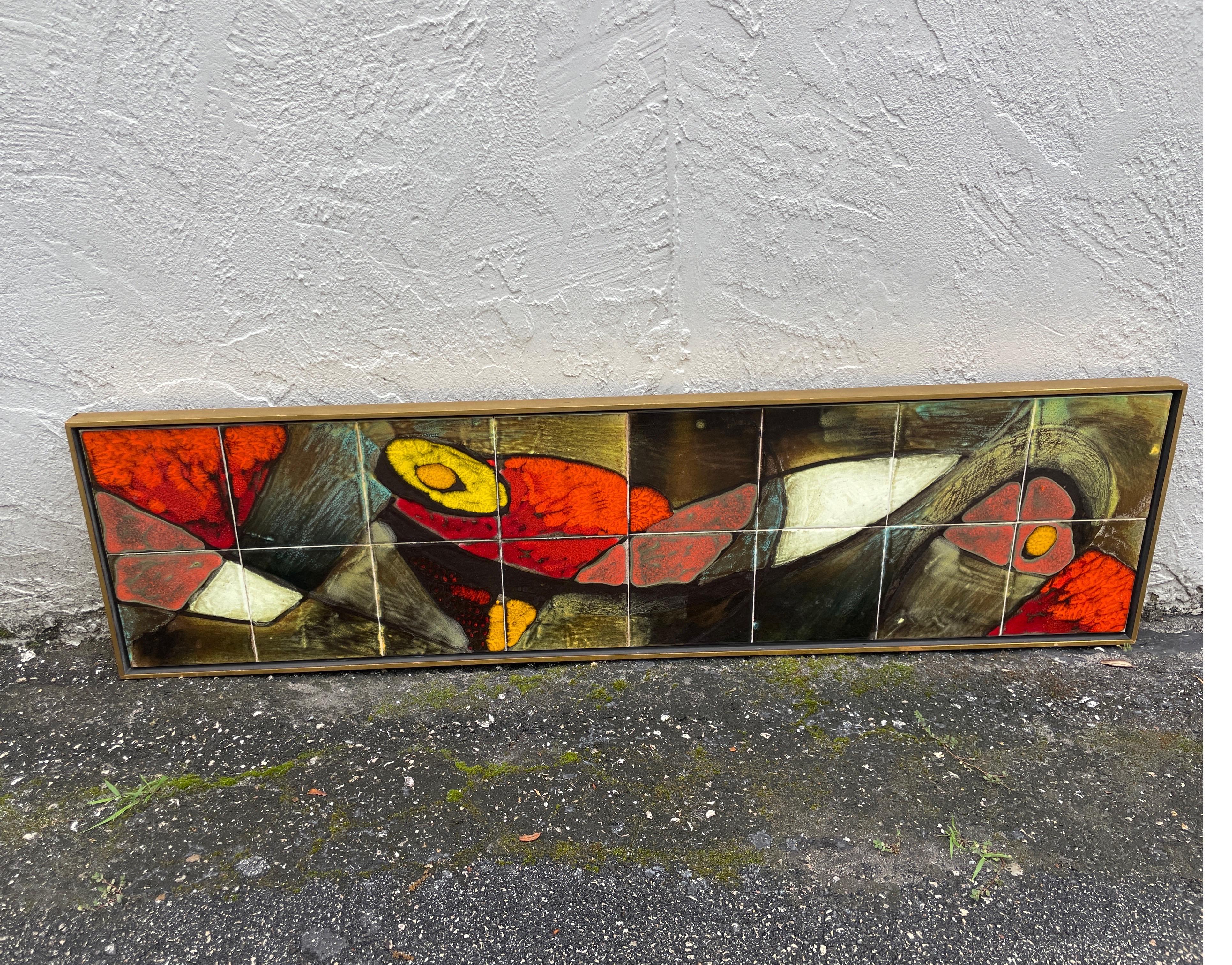 Mid Century Modern Tile Wall Art In Good Condition For Sale In West Palm Beach, FL