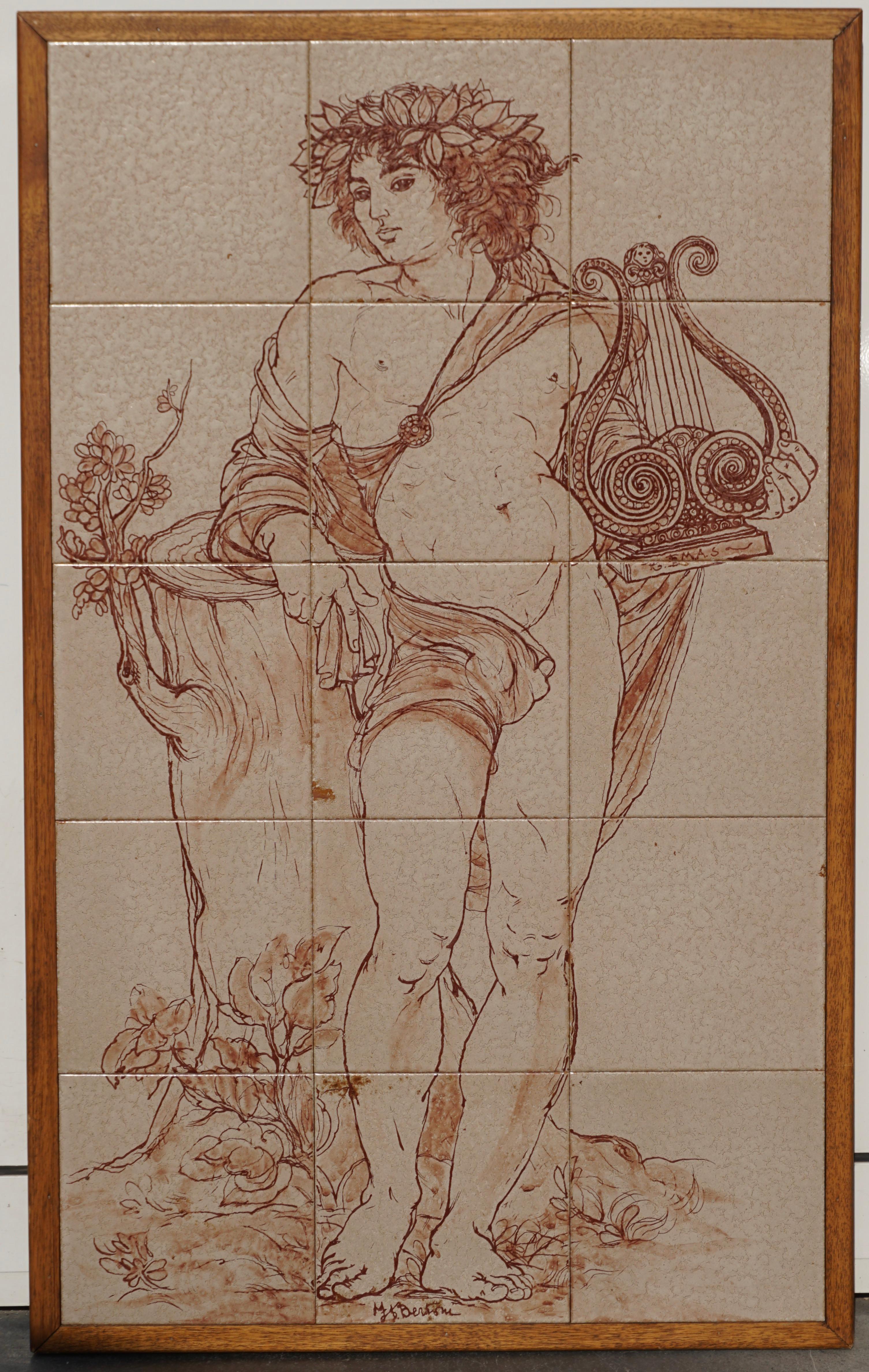 Moderne Kachel-Wandtafeln aus der Mitte des Jahrhunderts, Plaketten des Bacchus von Bertoni (Italienisch) im Angebot