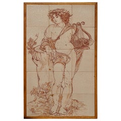 Retro Mid-Century Modern Tiled Wall Panels Plaques of Bacchus by Bertoni