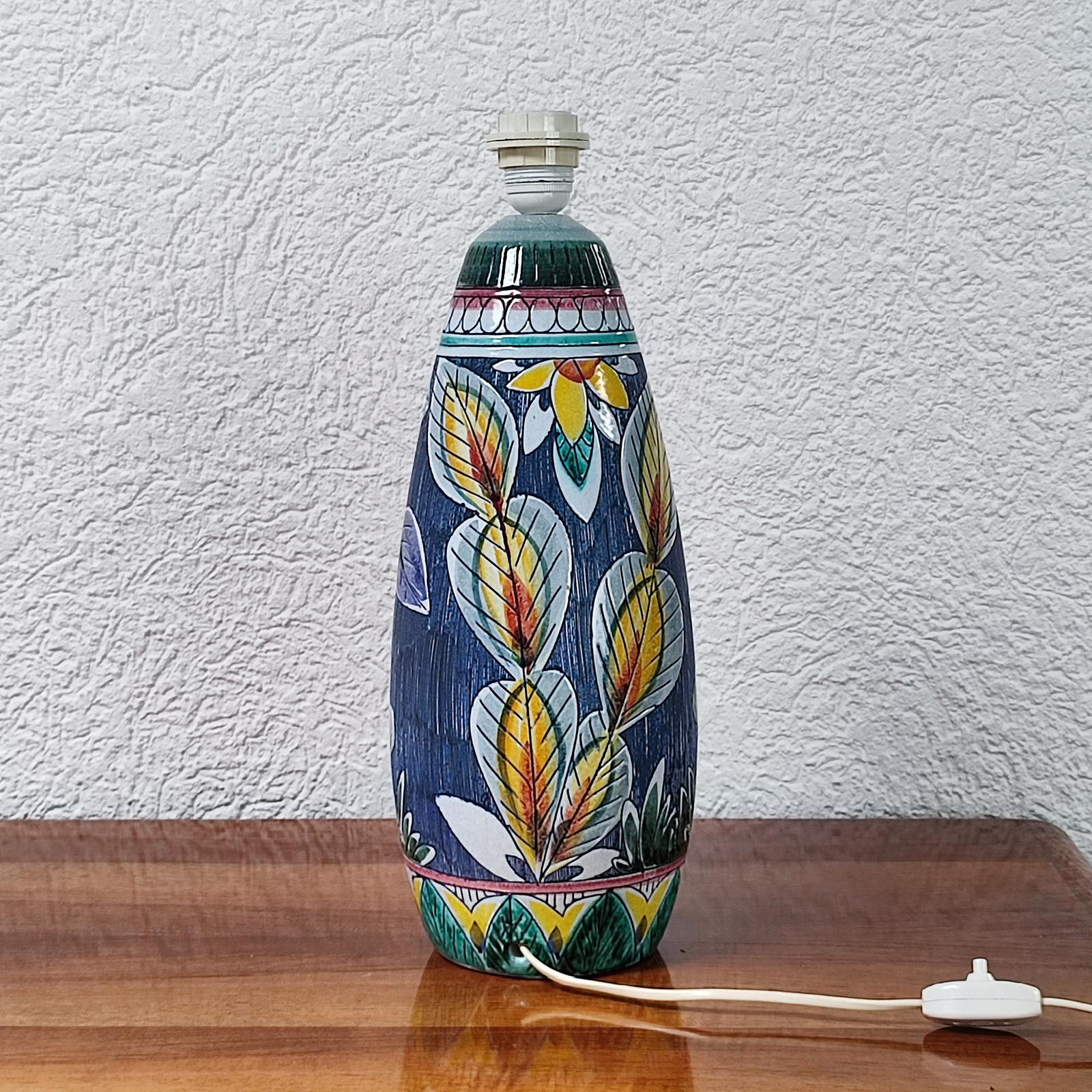 Céramique Huge Mid-Century Modern Tilgmans Keramik Floor Lamp Original Shade Sweden, 1950s en vente