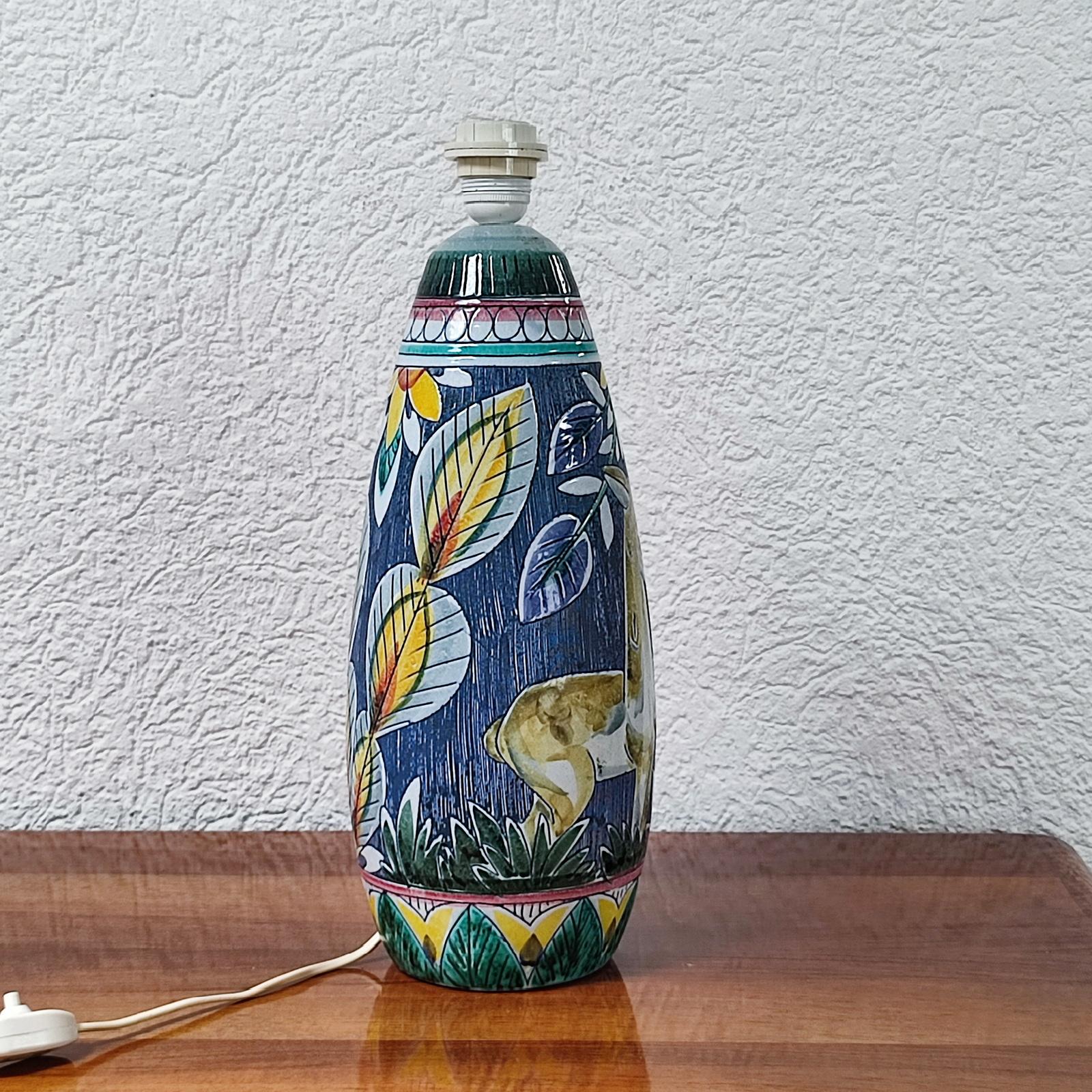 Huge Mid-Century Modern Tilgmans Keramik Floor Lamp Original Shade Sweden, 1950s en vente 1