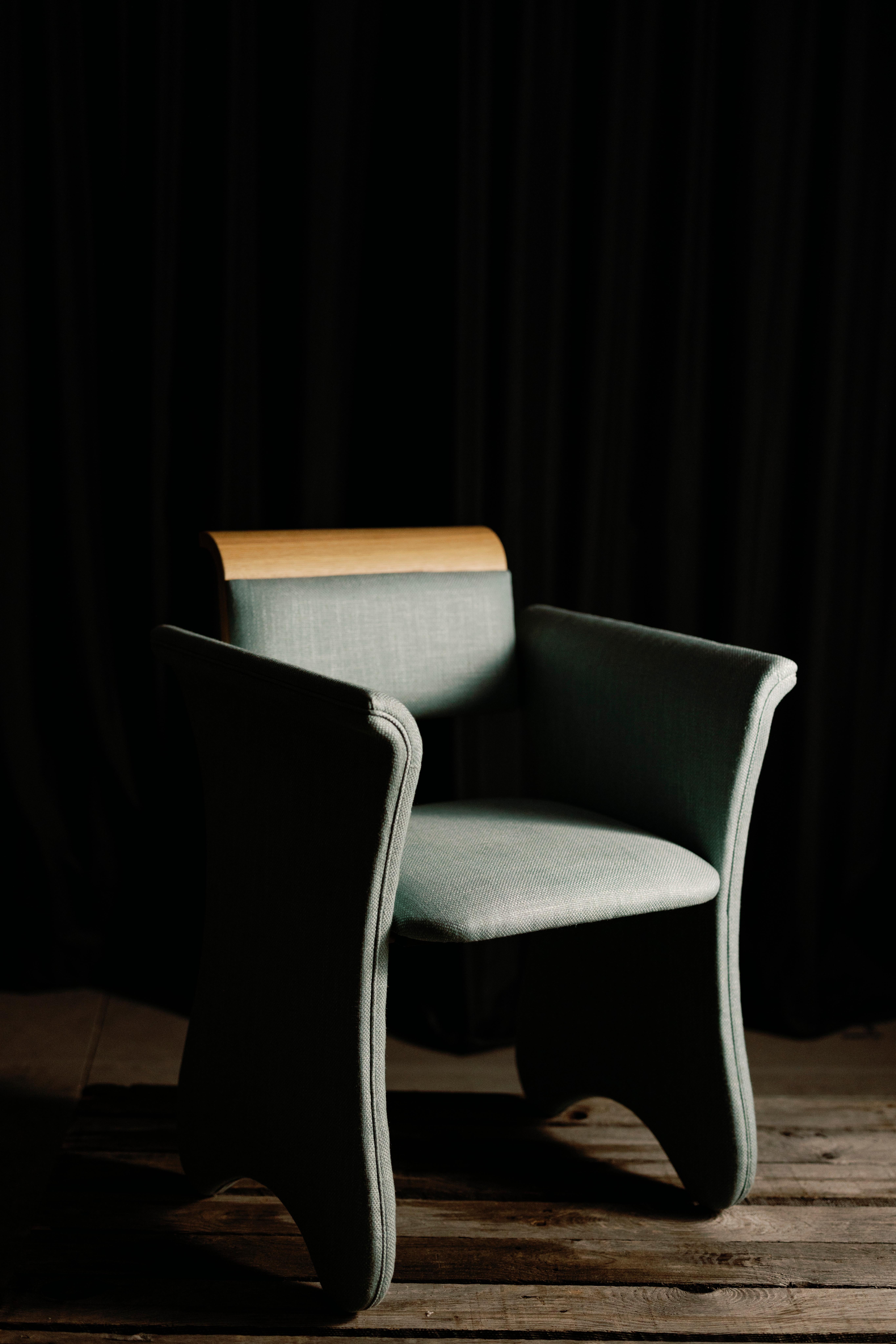 Mid-Century Modern Timeless Chairs, Wool Fabric, Brass, Handmade by Greenapple For Sale 5