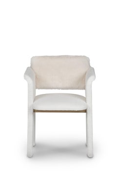 Mid-Century Modern Timeless Dining Chair, Bouclé, Faux Fur, Handmade Greenapple
