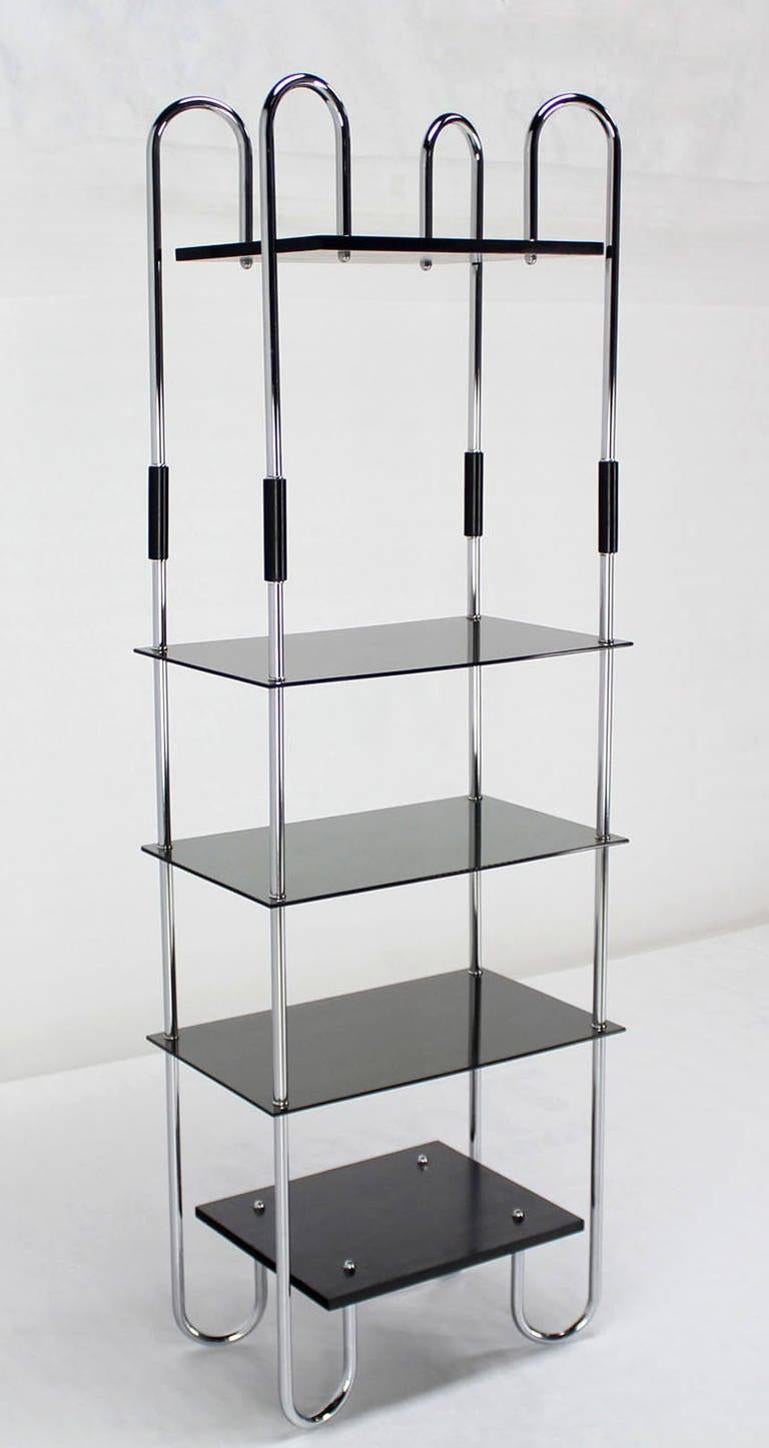 Mid Century Modern Tinted Smoked Lucite Shelves Bauhaus Style Etagere Wall Unit 