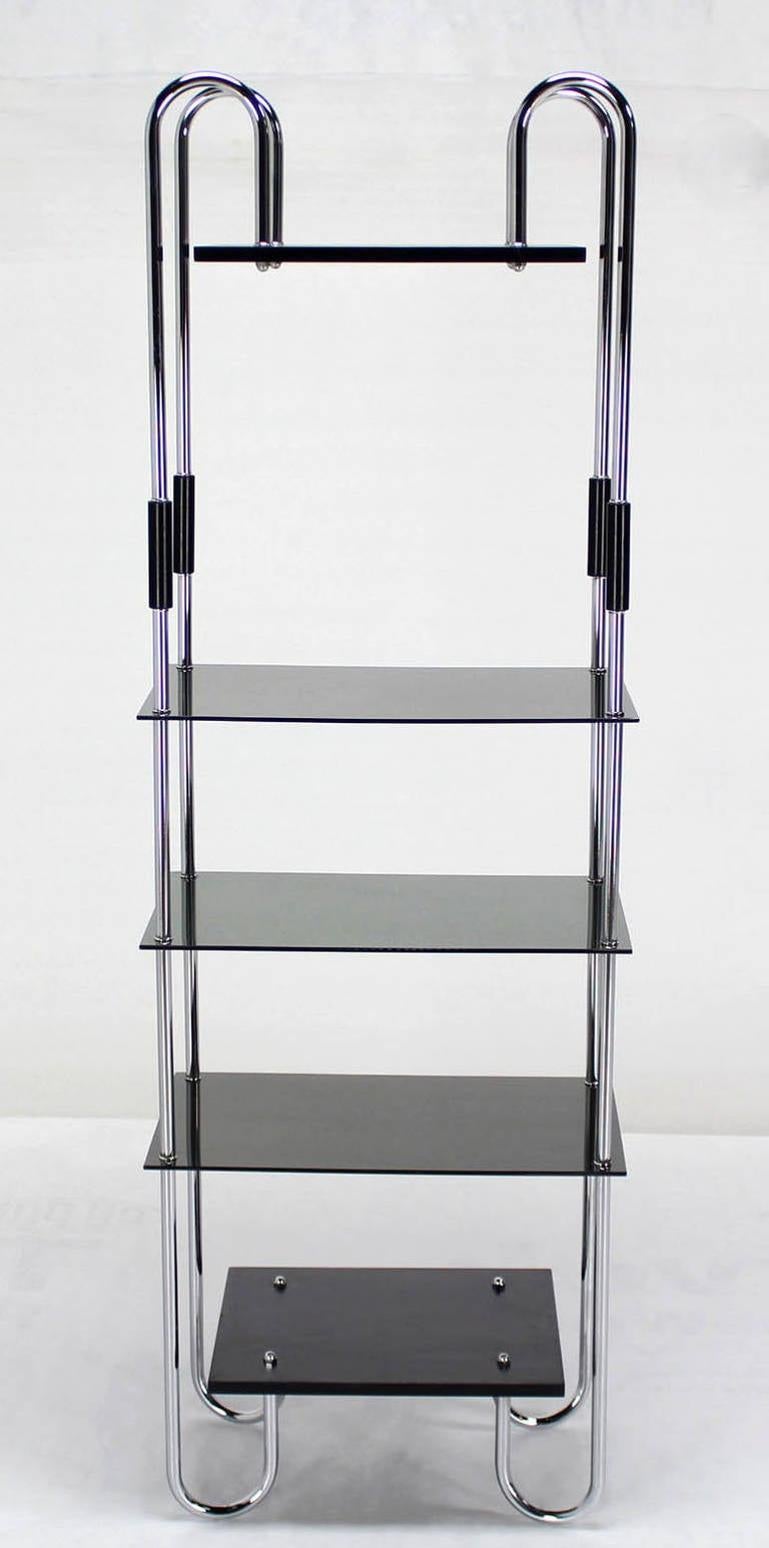 Mid Century Modern Tinted Smoked Lucite Shelves Bauhaus Style Etagere Wall Unit For Sale 1