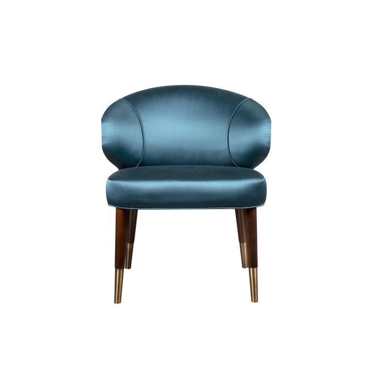 MidCentury Modern Tippi Dining Chair Satin Walnut Wood Legs For Sale