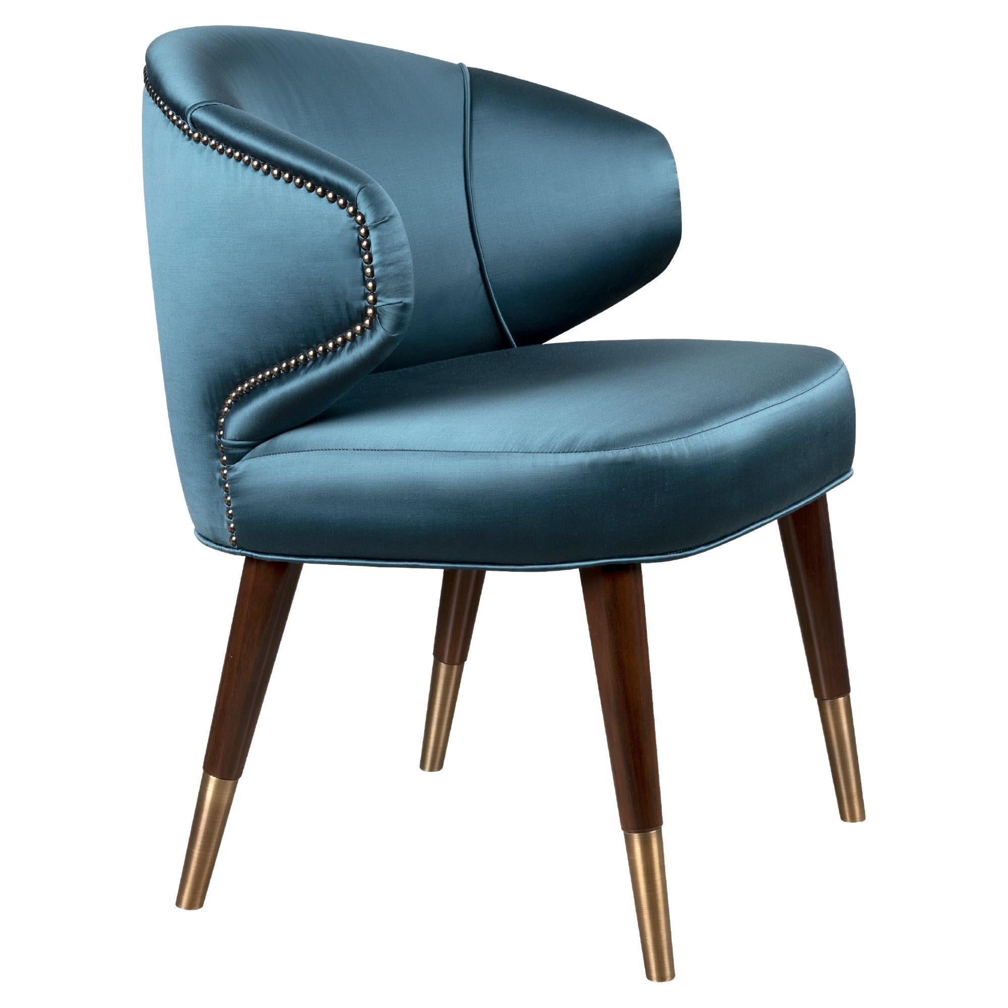 Mid-Century Modern Tippi Dining Chair Satin Walnut Wood Legs For Sale