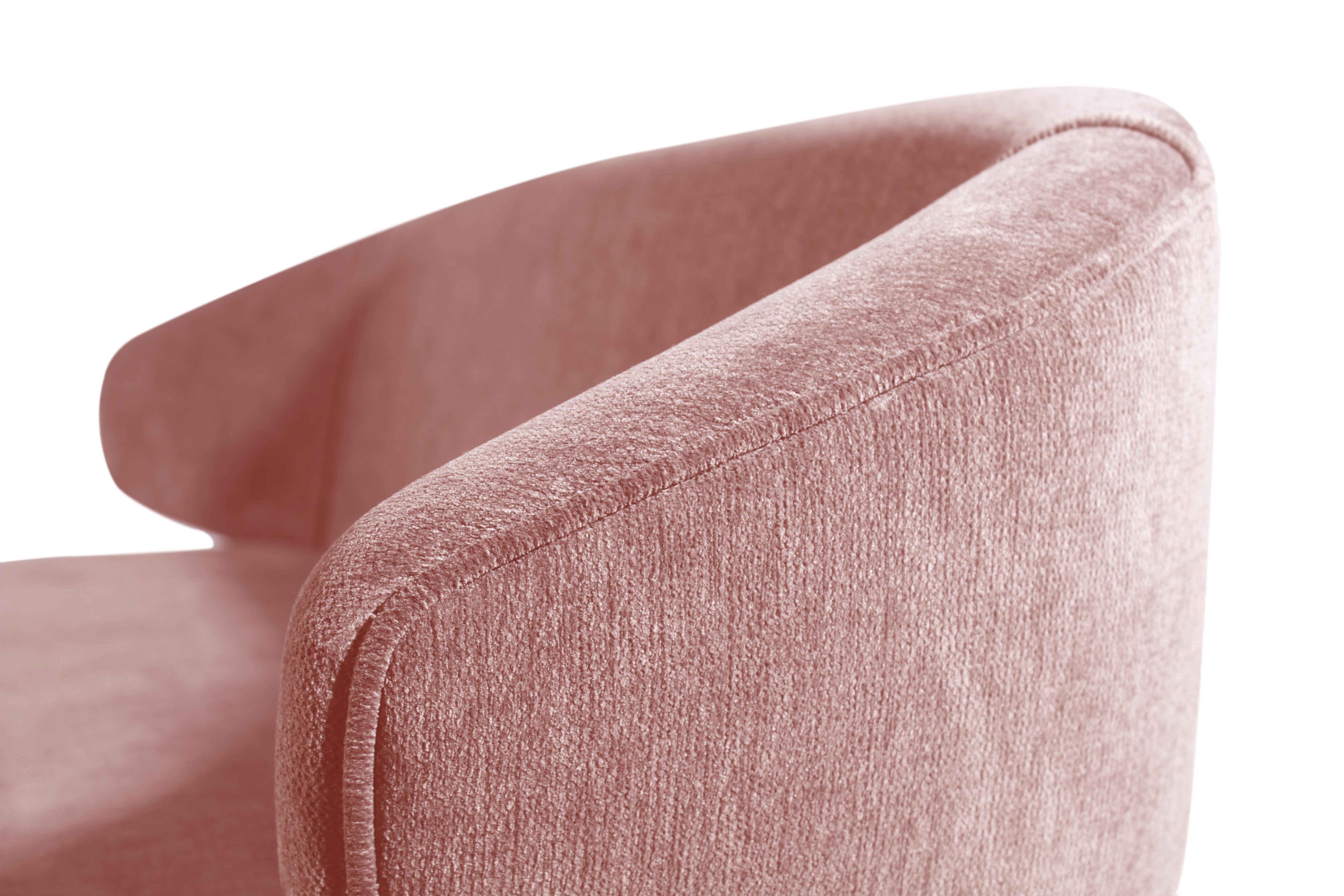Mid-Century Modern Tippi Twin Seat Walnut Wood Cotton Velvet For Sale 2
