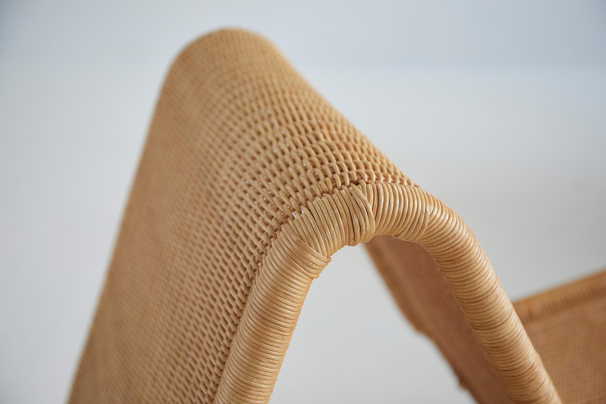 Mid-century modern Tito Agnoli rattan lounge chair by Bonacina, 1960 Italy In Good Condition For Sale In Renens, CH