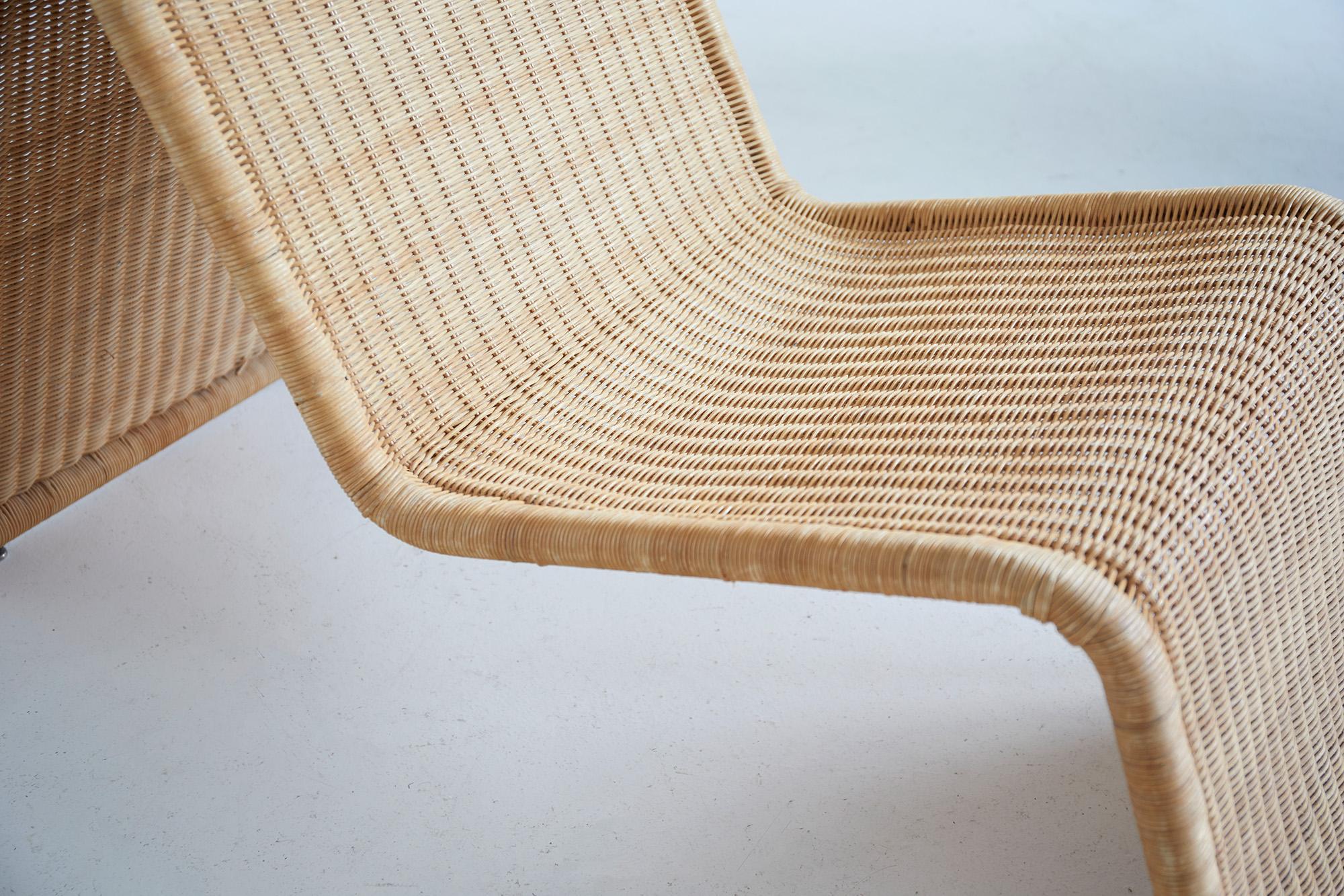 Mid-20th Century Mid-century modern Tito Agnoli rattan lounge chair by Bonacina, 1960 Italy For Sale