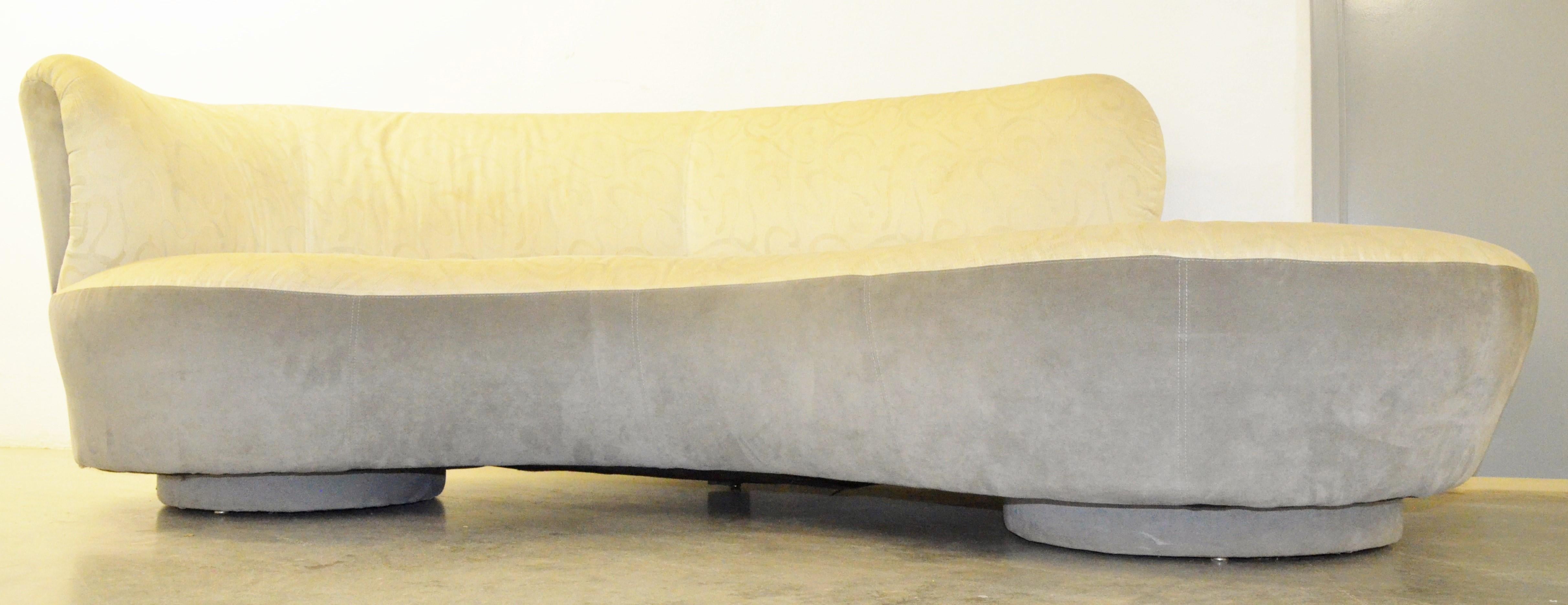 Mid-Century Modern White / Ivory & Gray by Directional, Vladimir Kagan Design Cloud Style Sofa