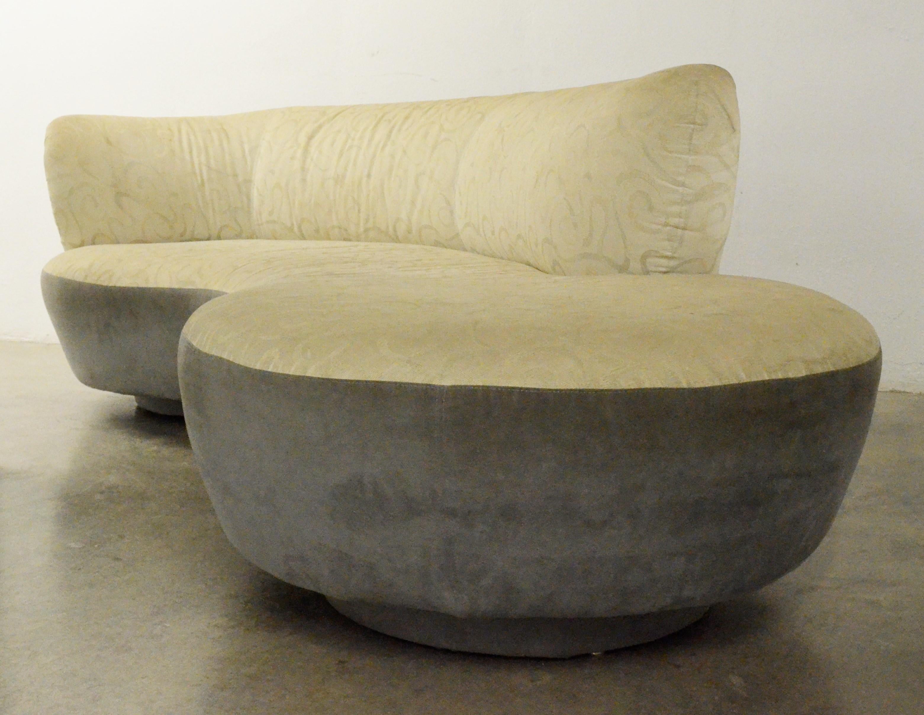 Late 20th Century White / Ivory & Gray by Directional, Vladimir Kagan Design Cloud Style Sofa