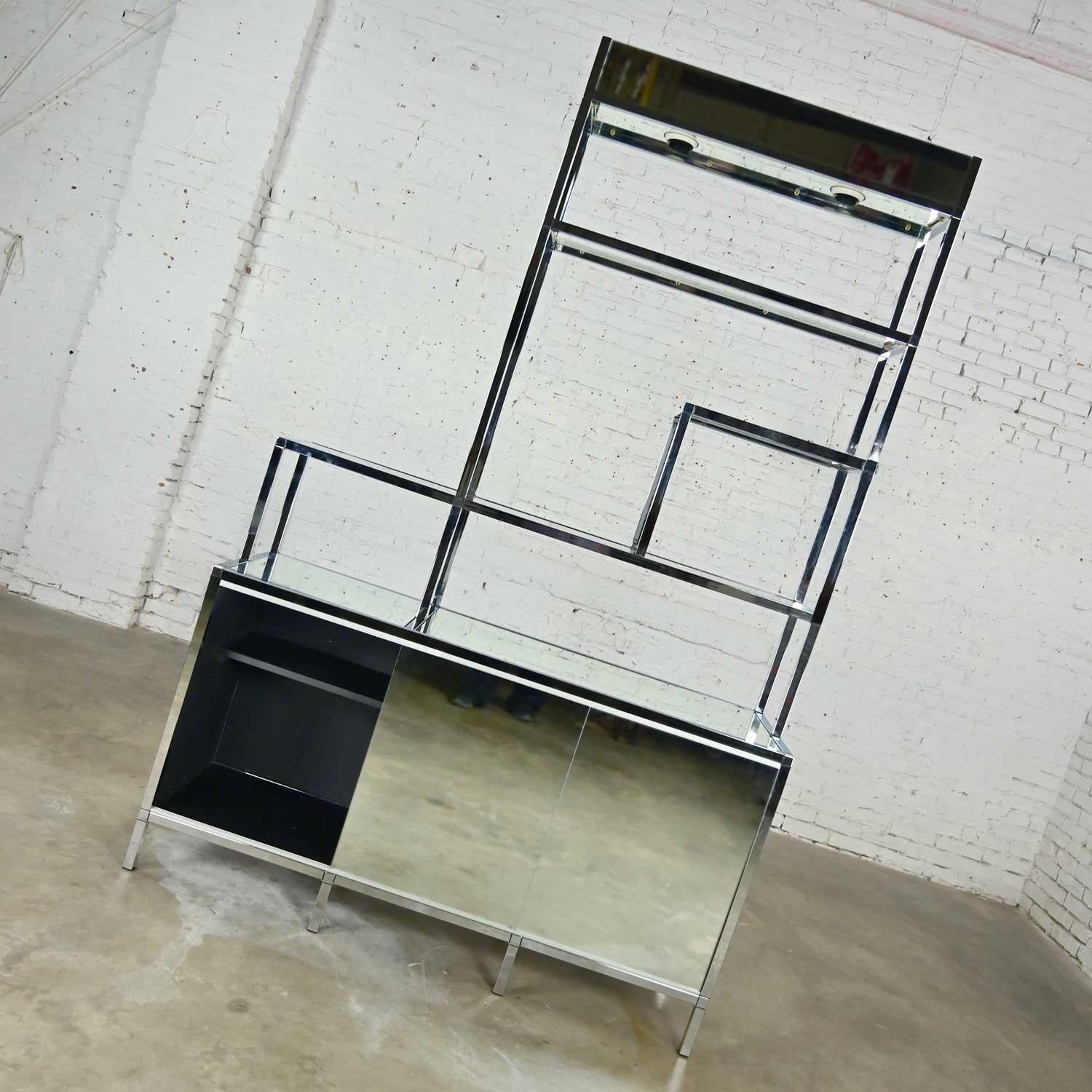 Mid Century Modern to Modern Chrome & Mirrored Etagere Cabinet Style DIA or Ello For Sale 6